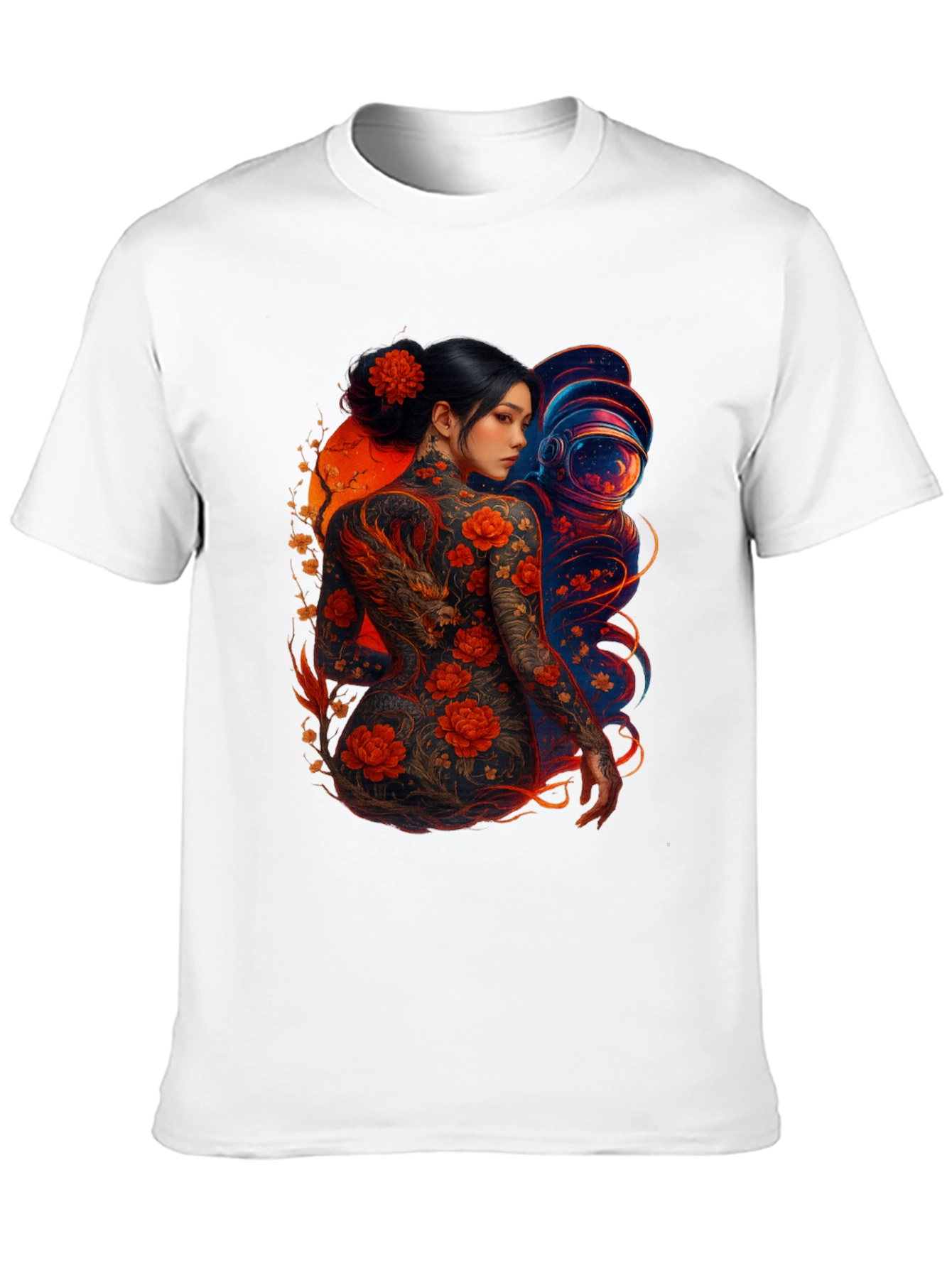 Black Dragon & Astronaut Graphic Tee - Stylish Print view 10