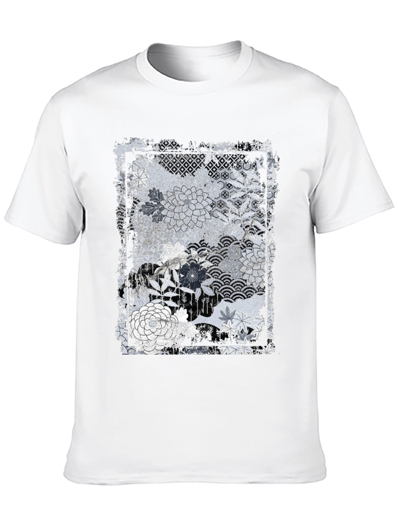 Black Distressed Floral Graphic Black Tee view 10