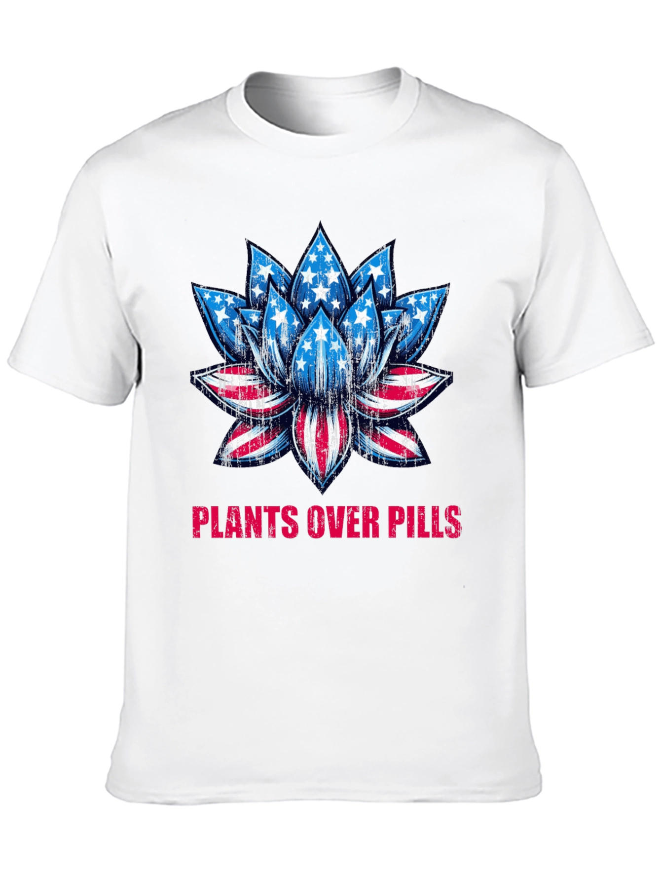 Black Plants Over Pills American Flag Lotus T-Shirt view 10