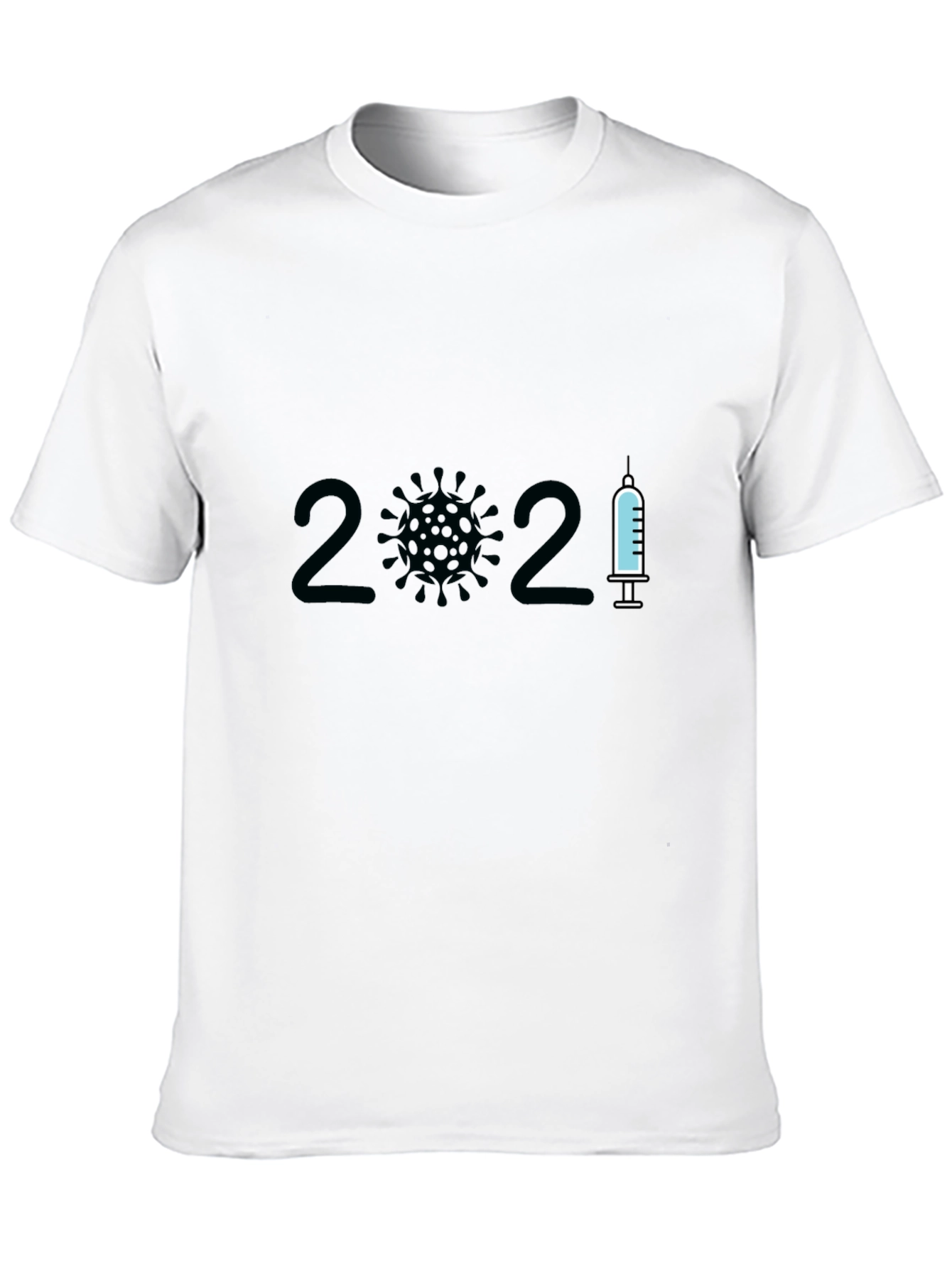 Black 2021 Covid Vaccine T-Shirt - Black Crew Neck view 10