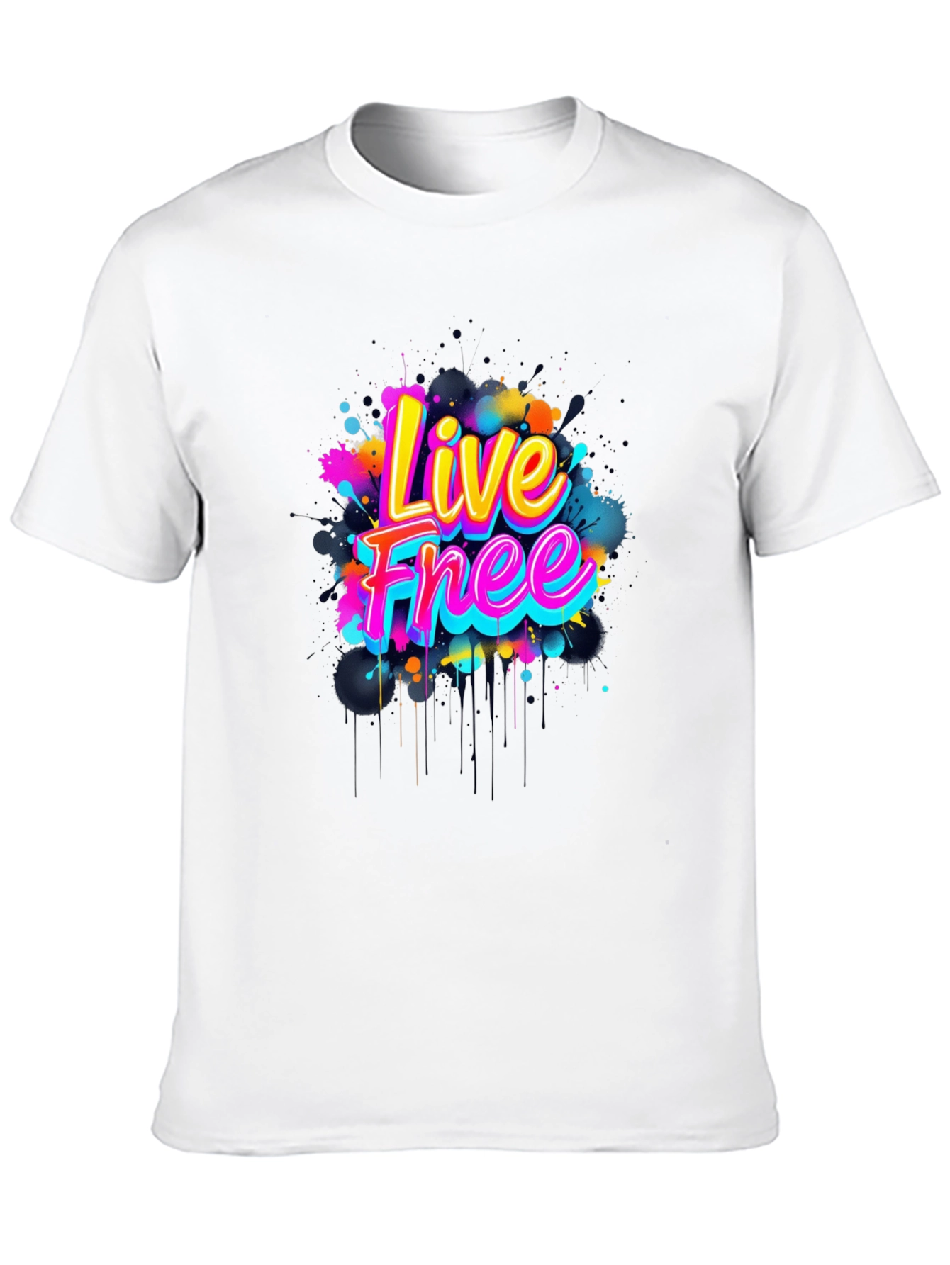 Black Live Free Graphic Tee - Vivid Design view 10