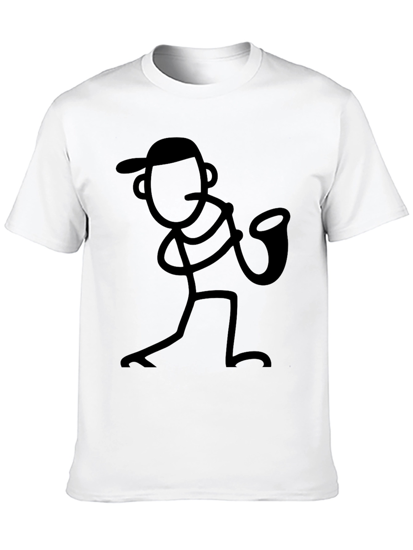 Black Cool Black Stick Figure Saxophone Player T-Shirt view 10
