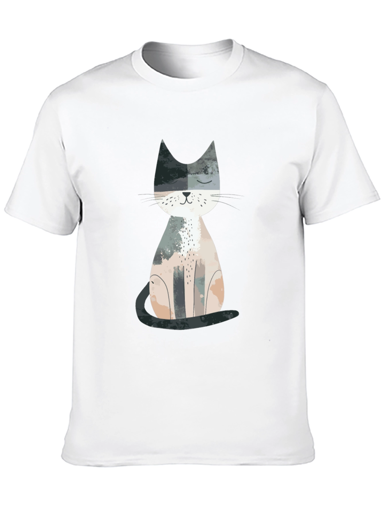 Black Cute Cat Graphic Print Crew Neck T-Shirt view 10
