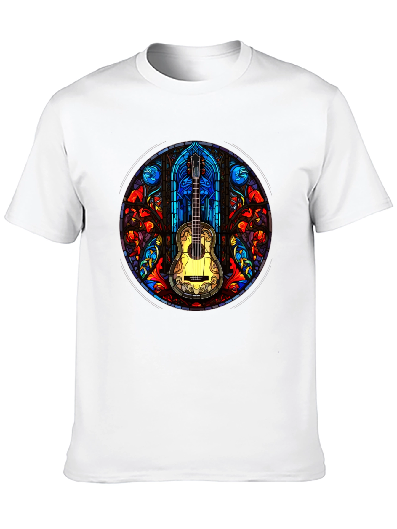 Black Stained Glass Guitar T-Shirt view 10