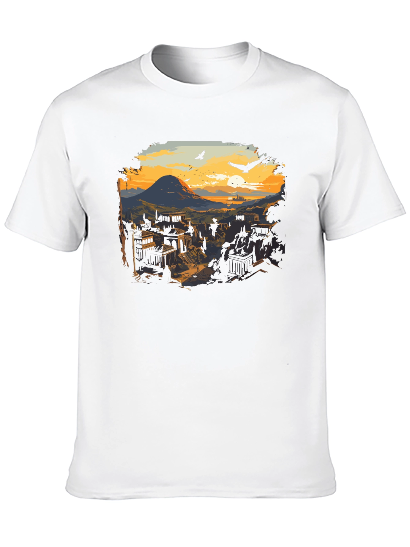 Black Ancient City Sunset T-Shirt view 10