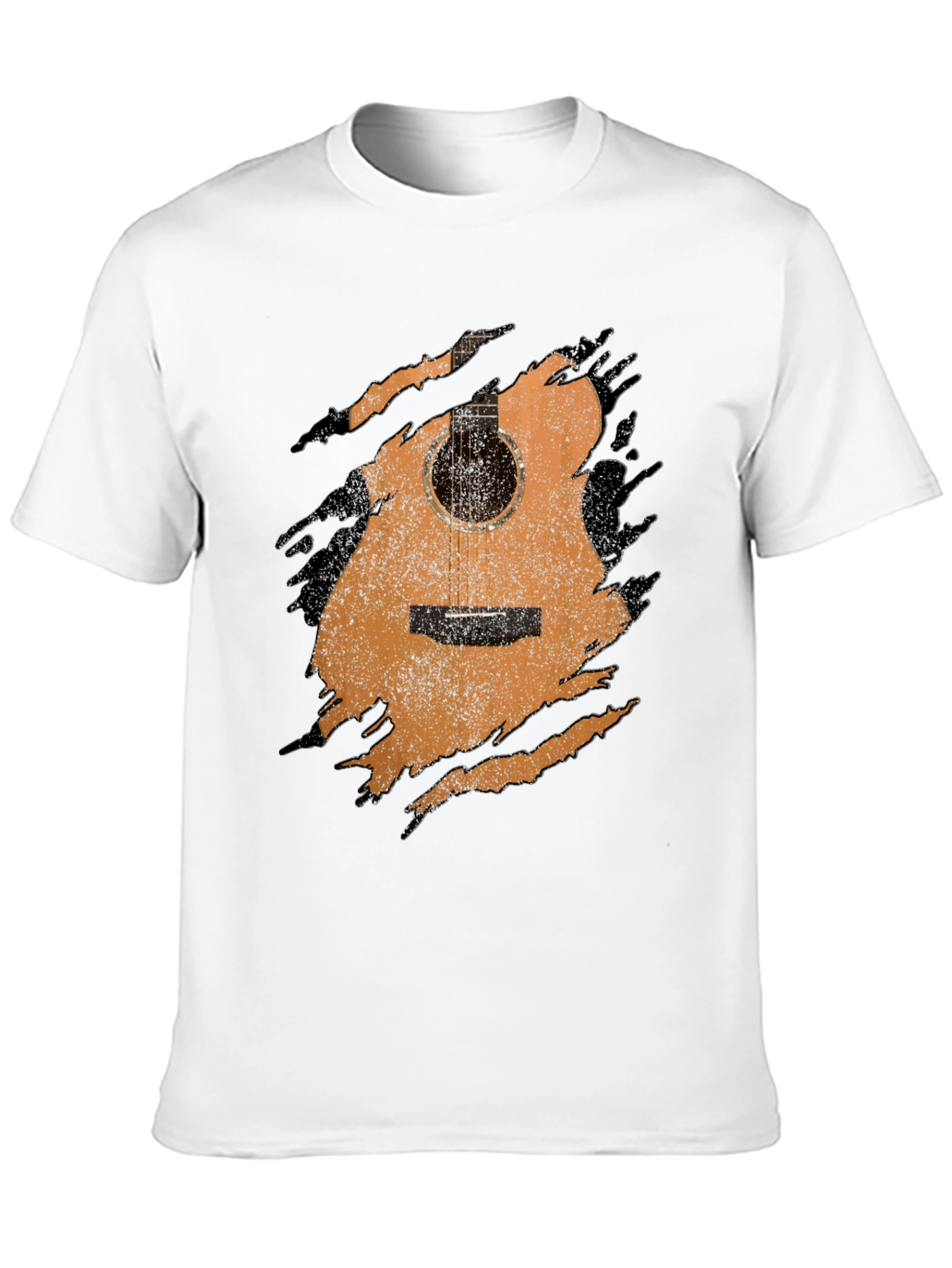 Guitar Graphic Tee - Distressed Acoustic Design, Musician Shirt - 10