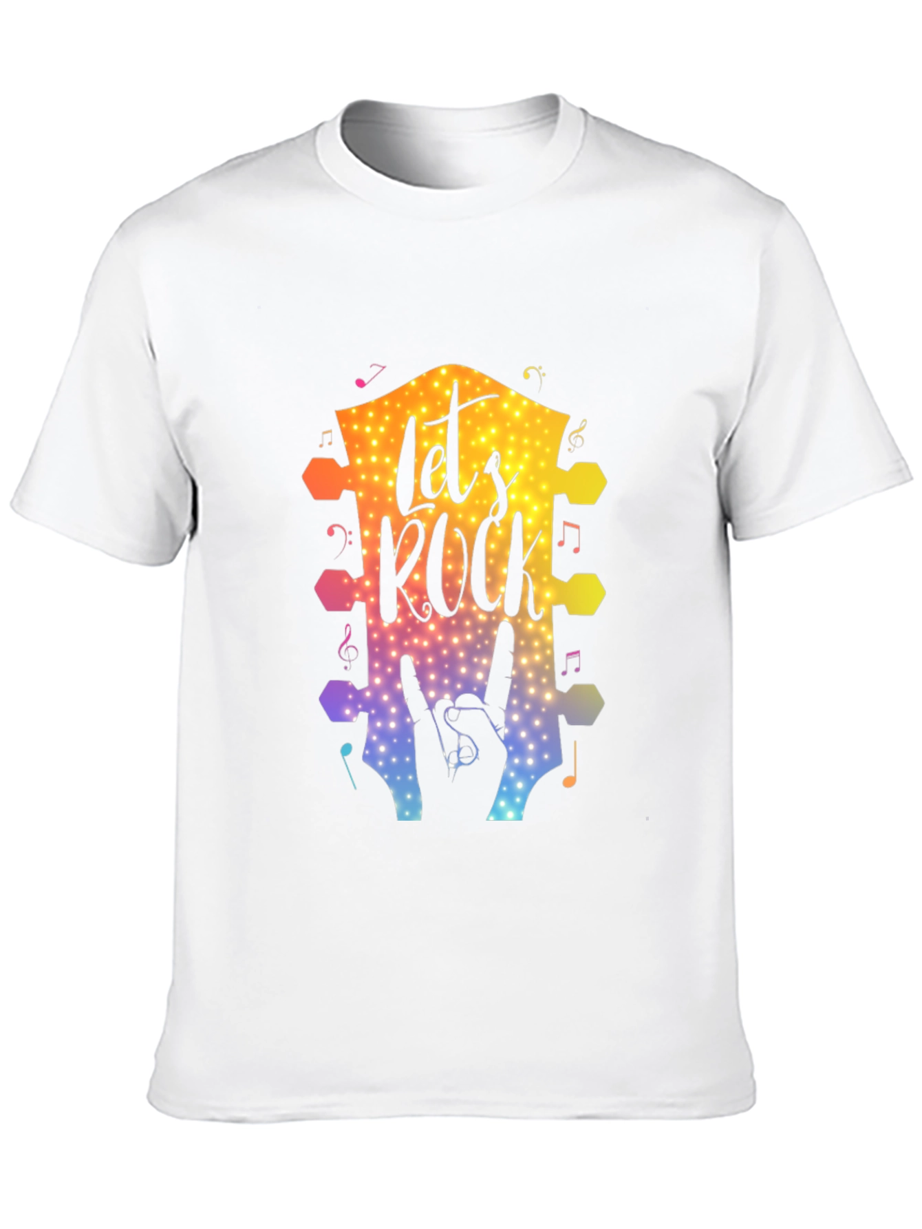 Black Let's Rock Graphic T-Shirt, Music Lover Tee view 10