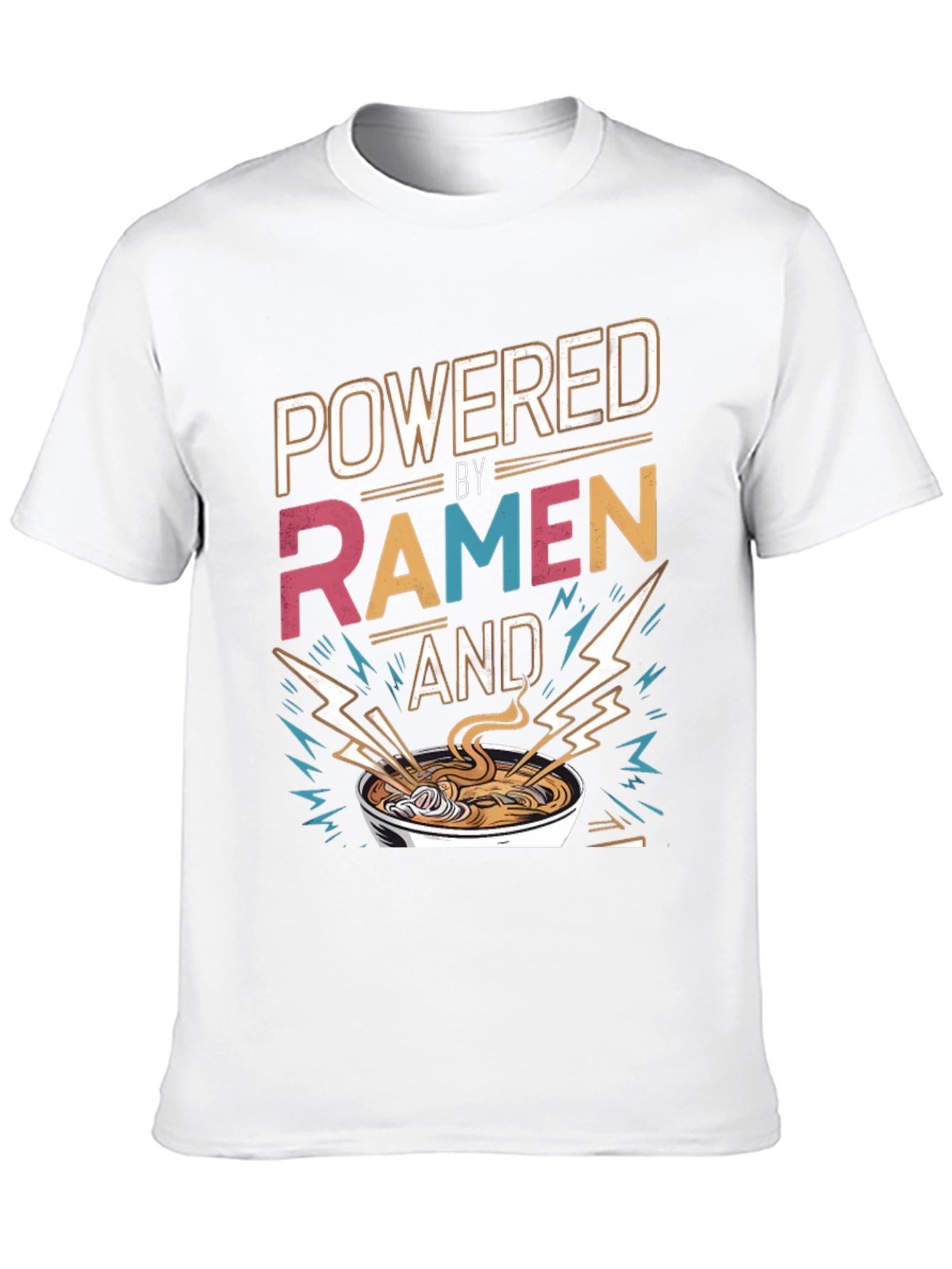Black Powered By Ramen T-Shirt - Graphic Tee, Foodie Fashion view 10