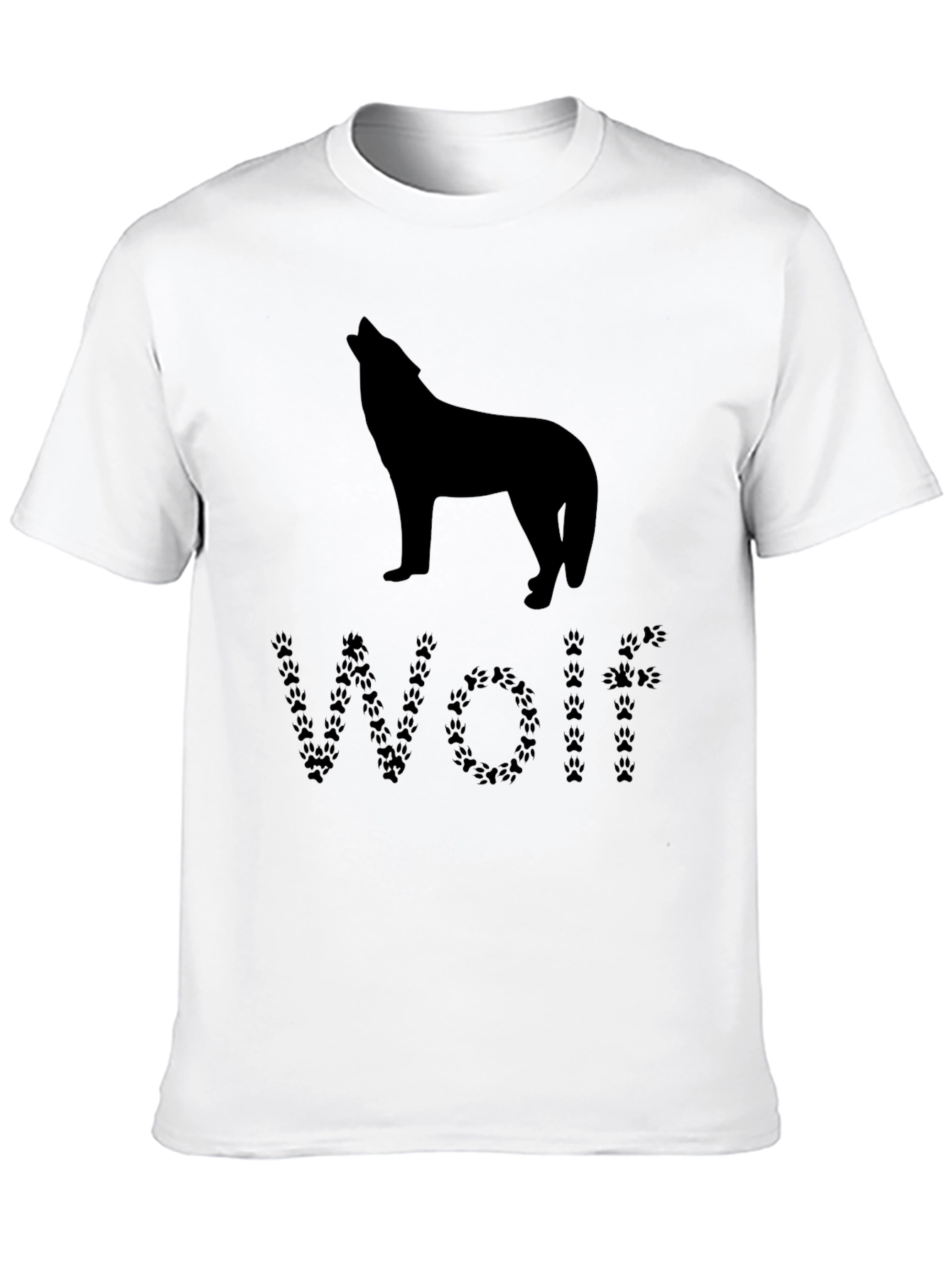 Black Wolf Silhouette Paw Print T-Shirt view 10