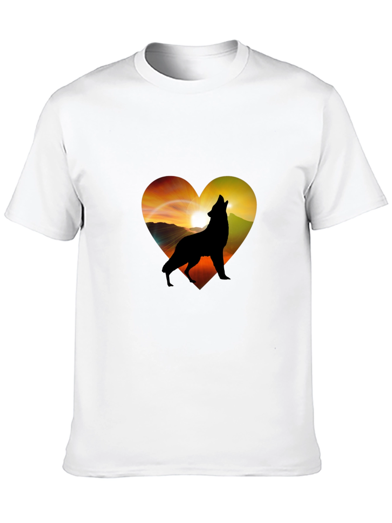 Black Wolf Heart Graphic T-Shirt - Men's Black Tee view 10