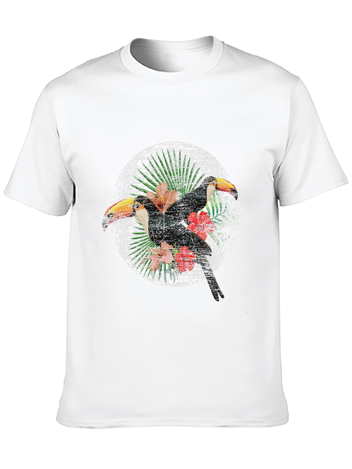 Black Tropical Toucan Graphic Tee - Black Cotton Blend Shirt view 10