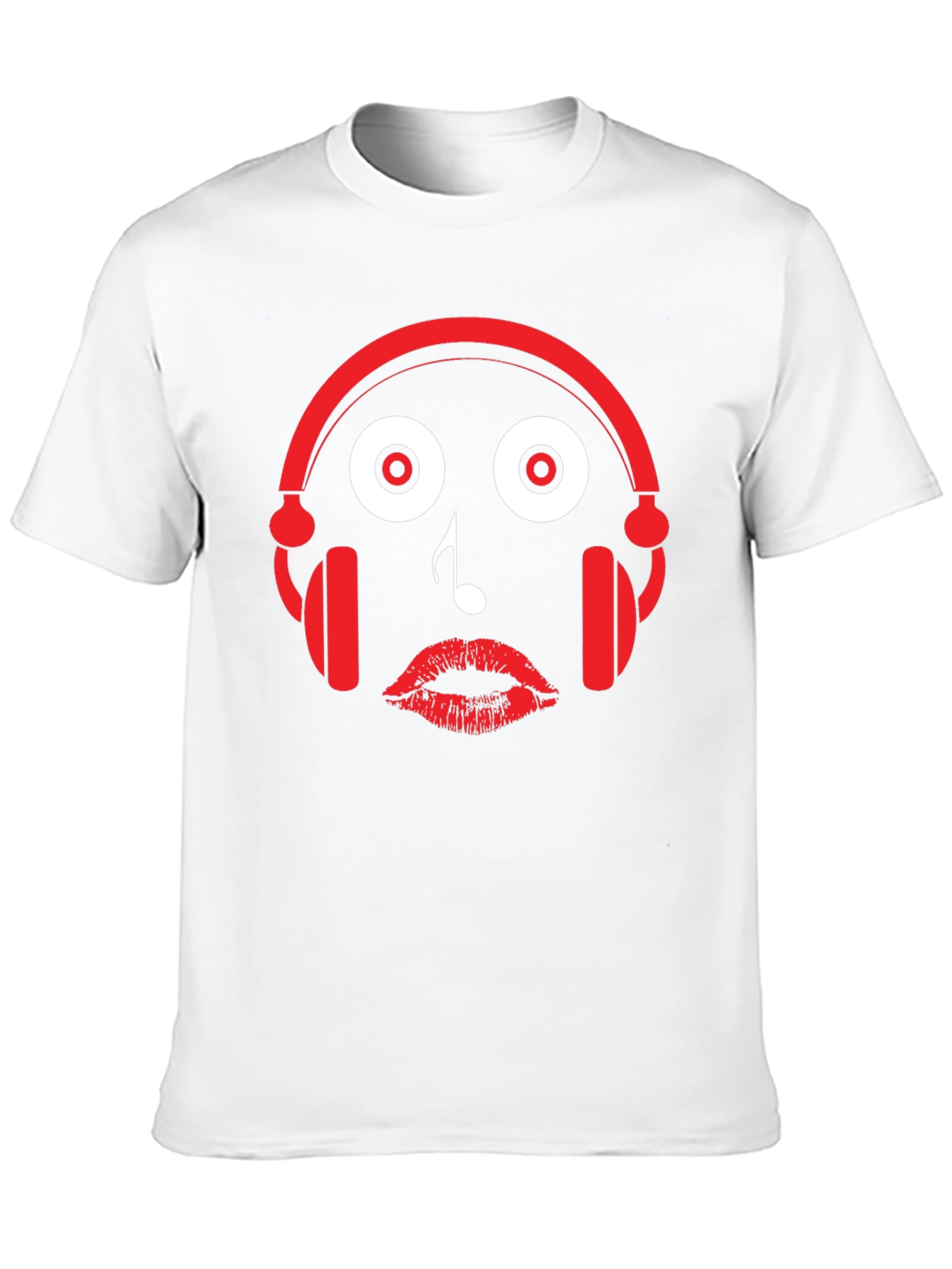 Black Music Lover's Tee: Headphones, Note, Lips Graphic T-Shirt view 10