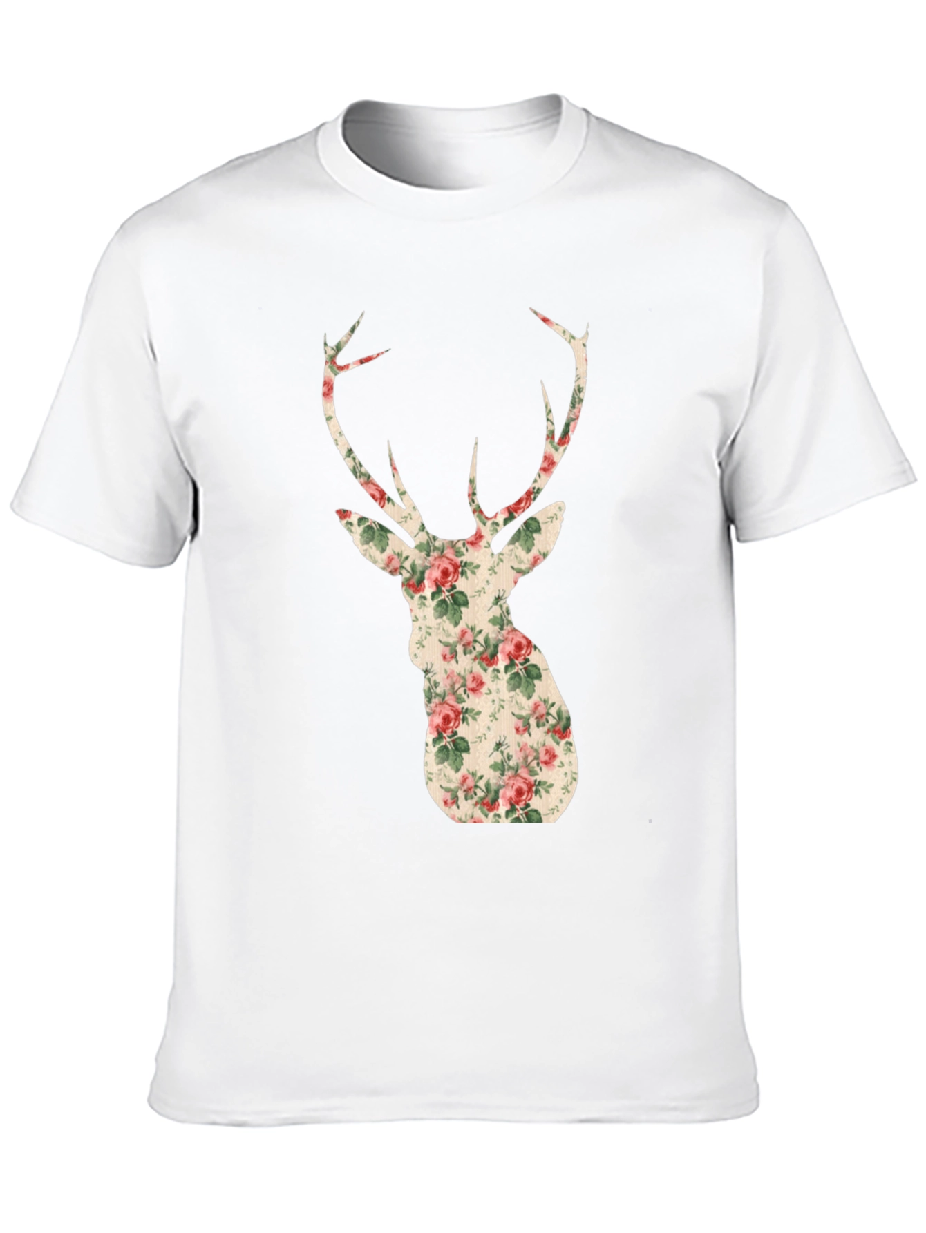 Black Floral Deer Head Graphic Tee - Trendy Animal Print view 10