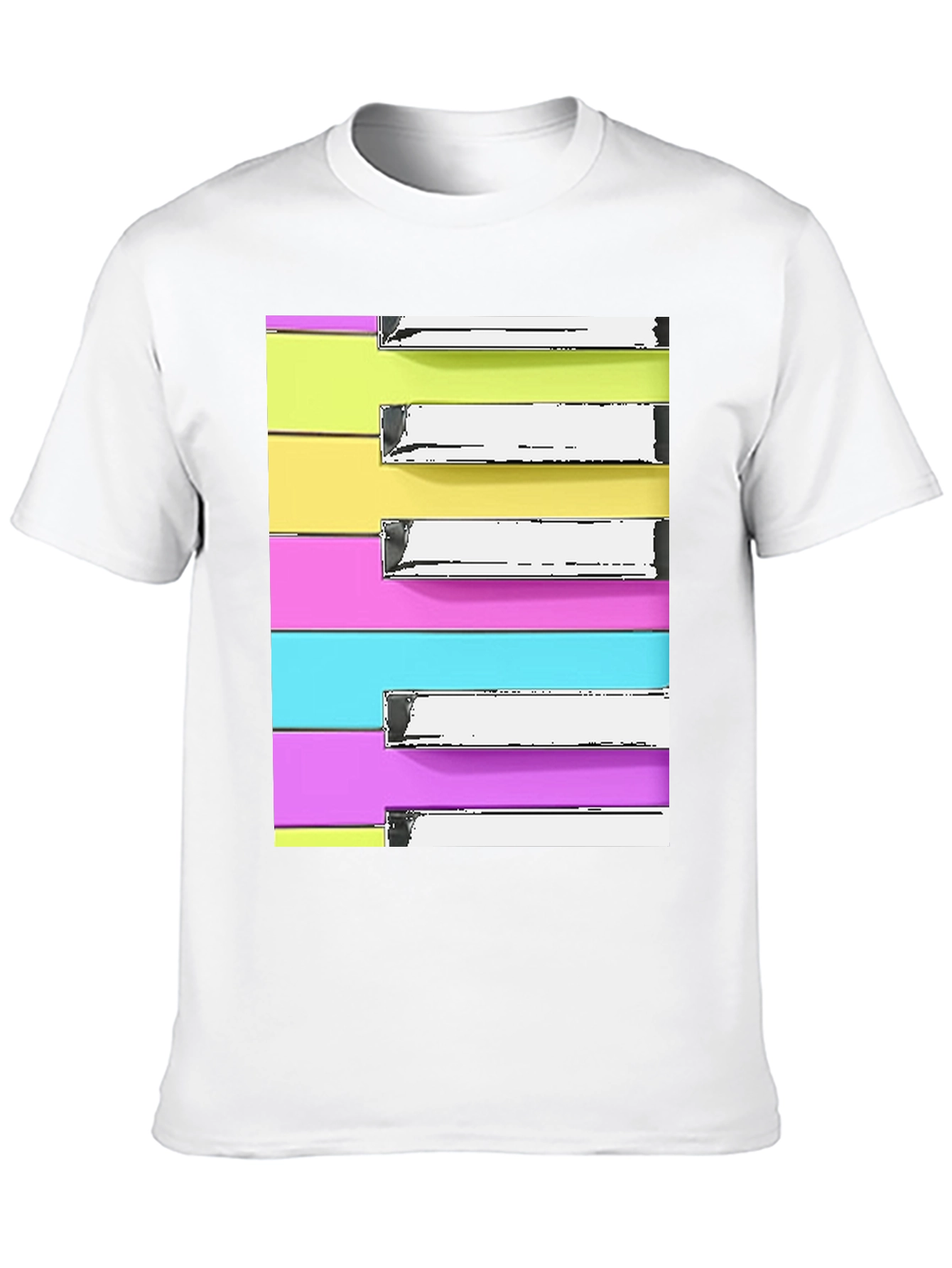 Black Piano Keys T-Shirt - Retro Colorful Music Tee view 10