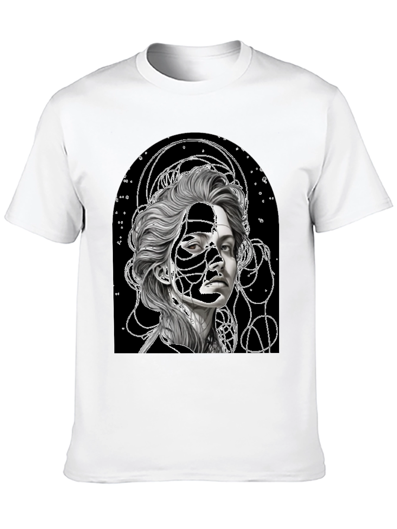 Black Abstract Portrait Graphic Tee - Stylish Black T-Shirt view 10