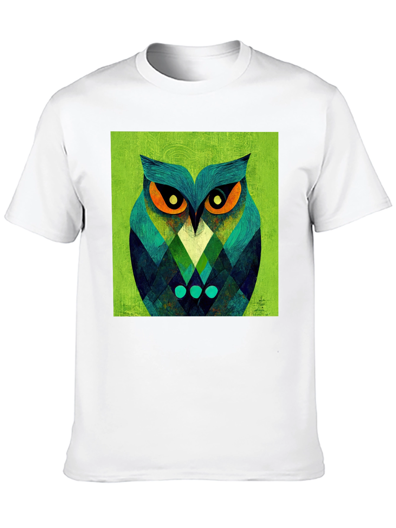 Black Geometric Owl Graphic Tee - Black Cotton Blend view 10