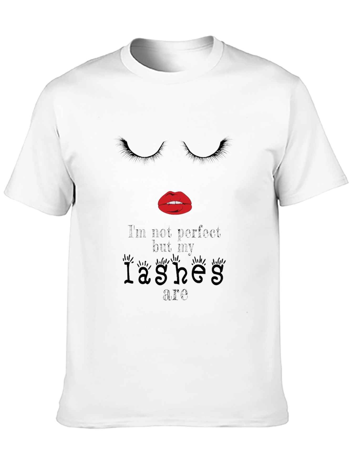 Black Womens Fashion Eyelashes Graphic Tee view 10