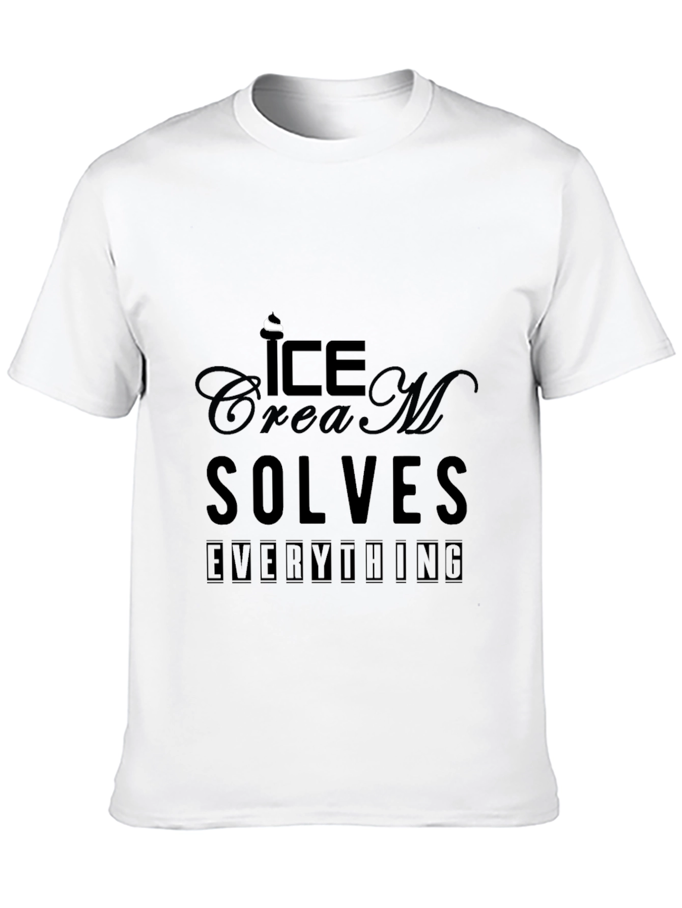 Black Ice Cream Solves Everything Graphic Tee - Black view 10