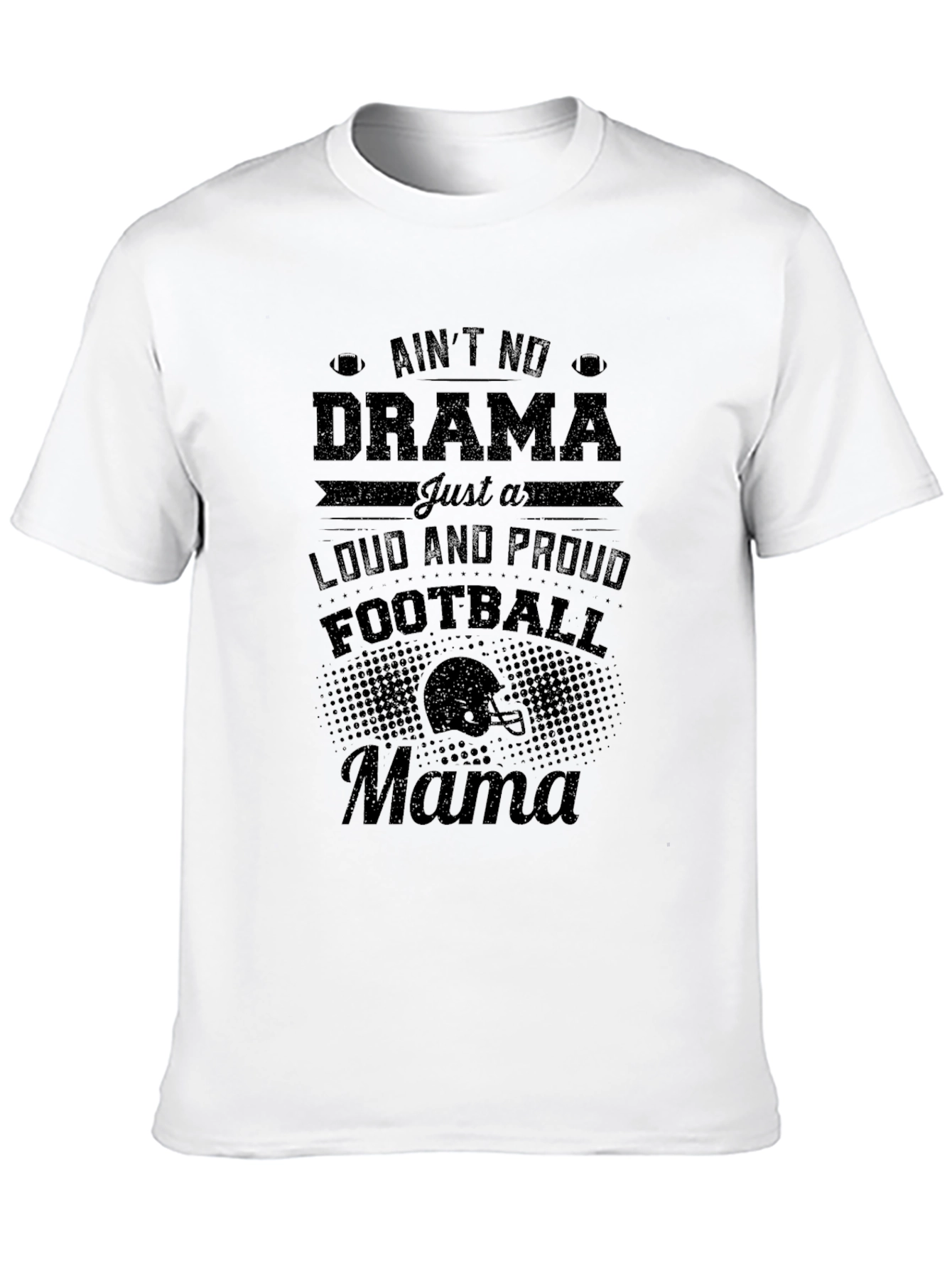 Black Ain't No Drama Football Mama T-Shirt view 10