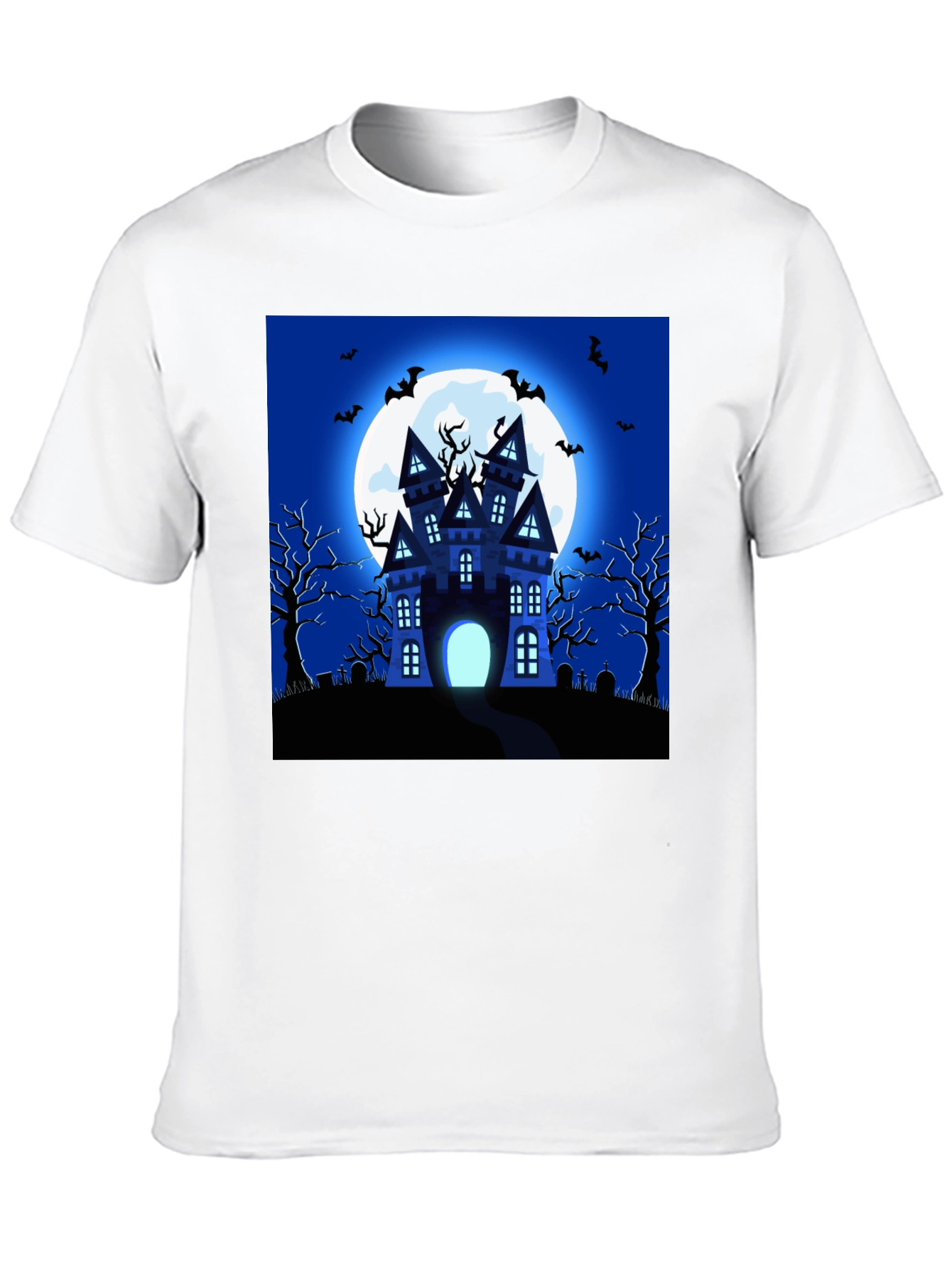 Black Halloween Haunted House Graphic T-Shirt view 10