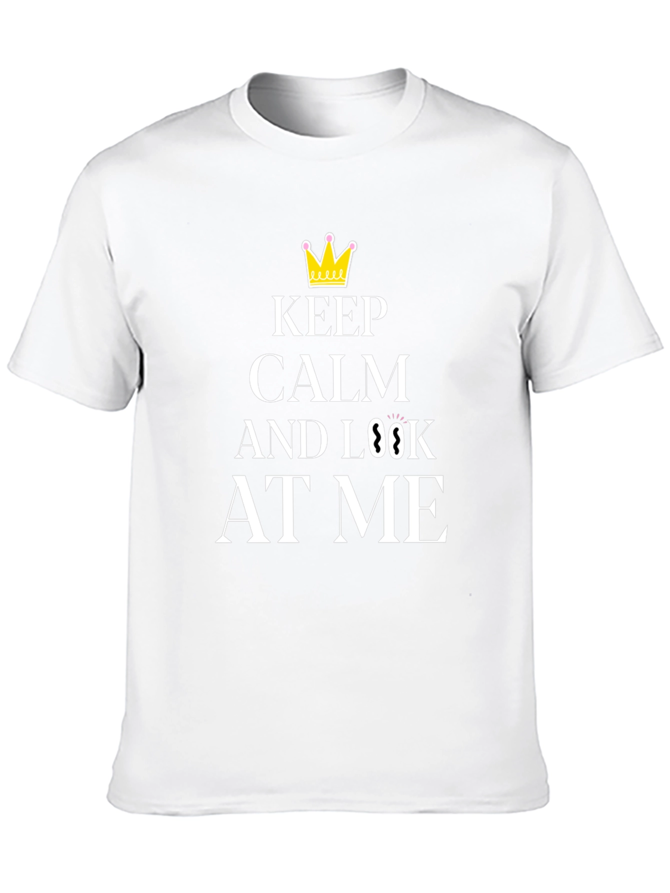 Keep Calm and Look At Me Black Graphic Tee - 10
