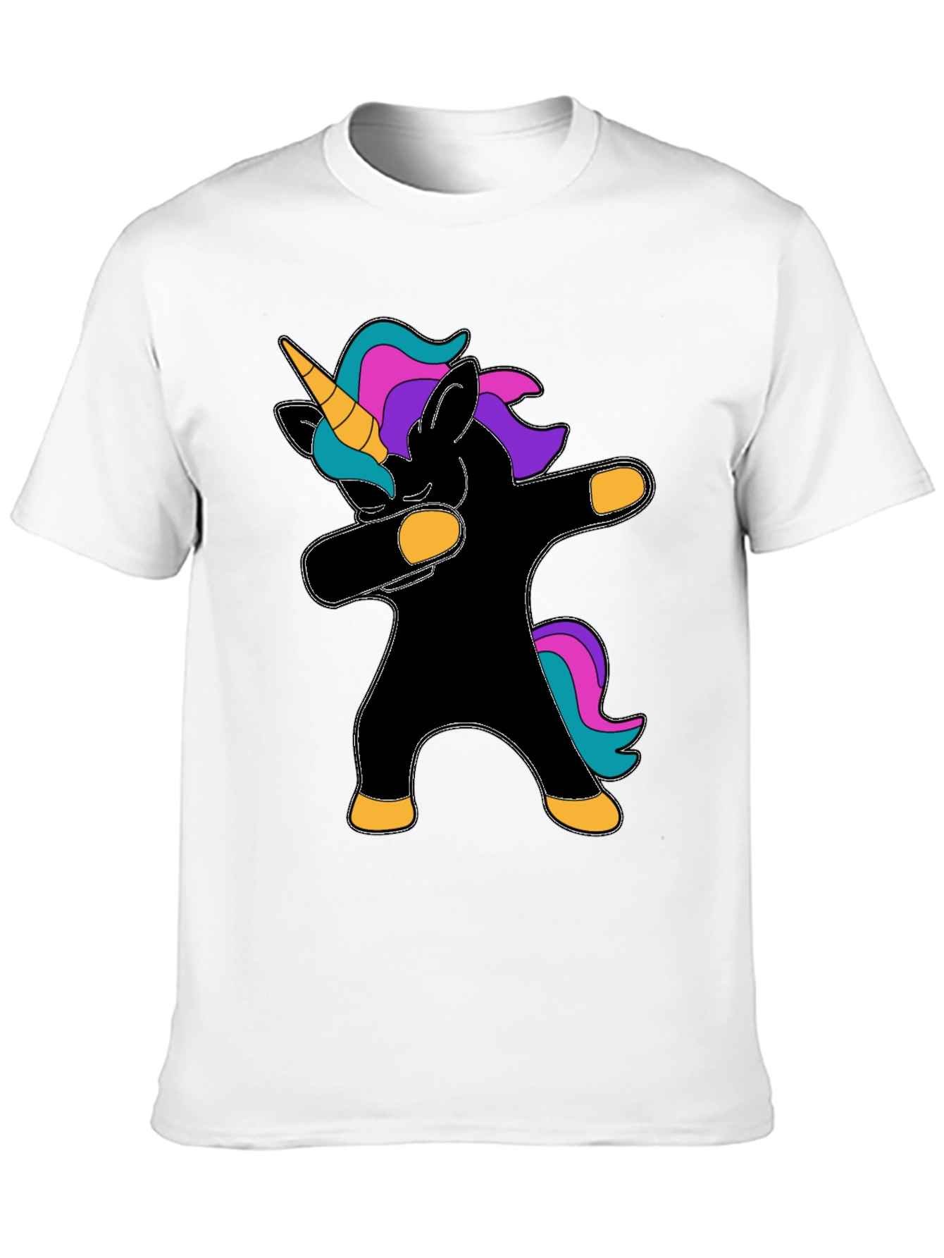 Dabbing Unicorn Graphic Tee - Black Cotton T-Shirt - 10