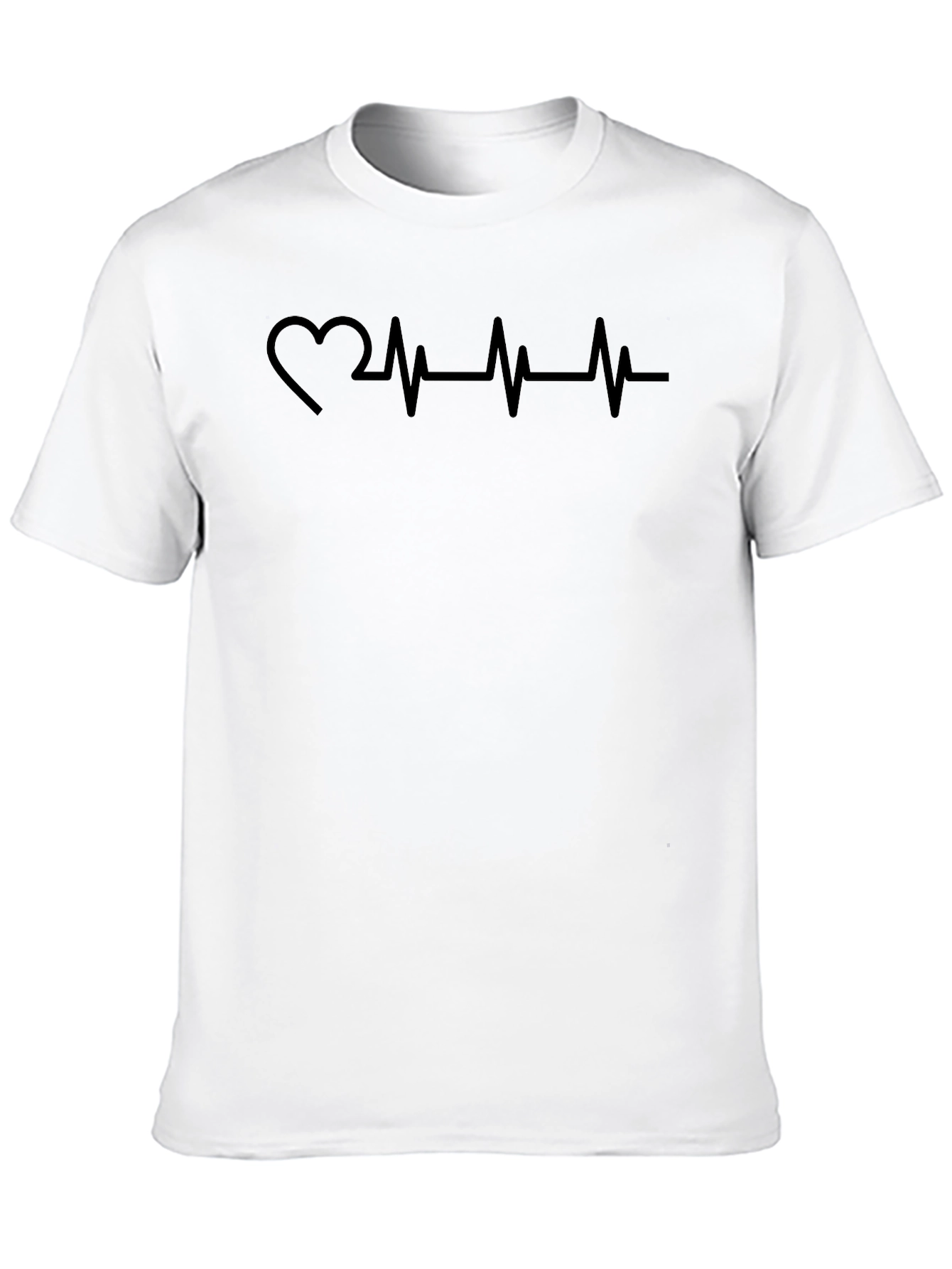 Black Heartbeat Design Black T-Shirt view 10