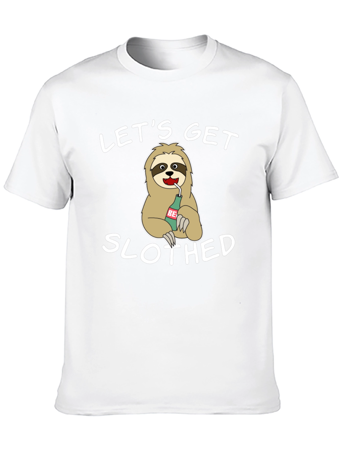 Black Let's Get Slothed Graphic Tee - Novelty Sloth Beer T-Shirt view 10