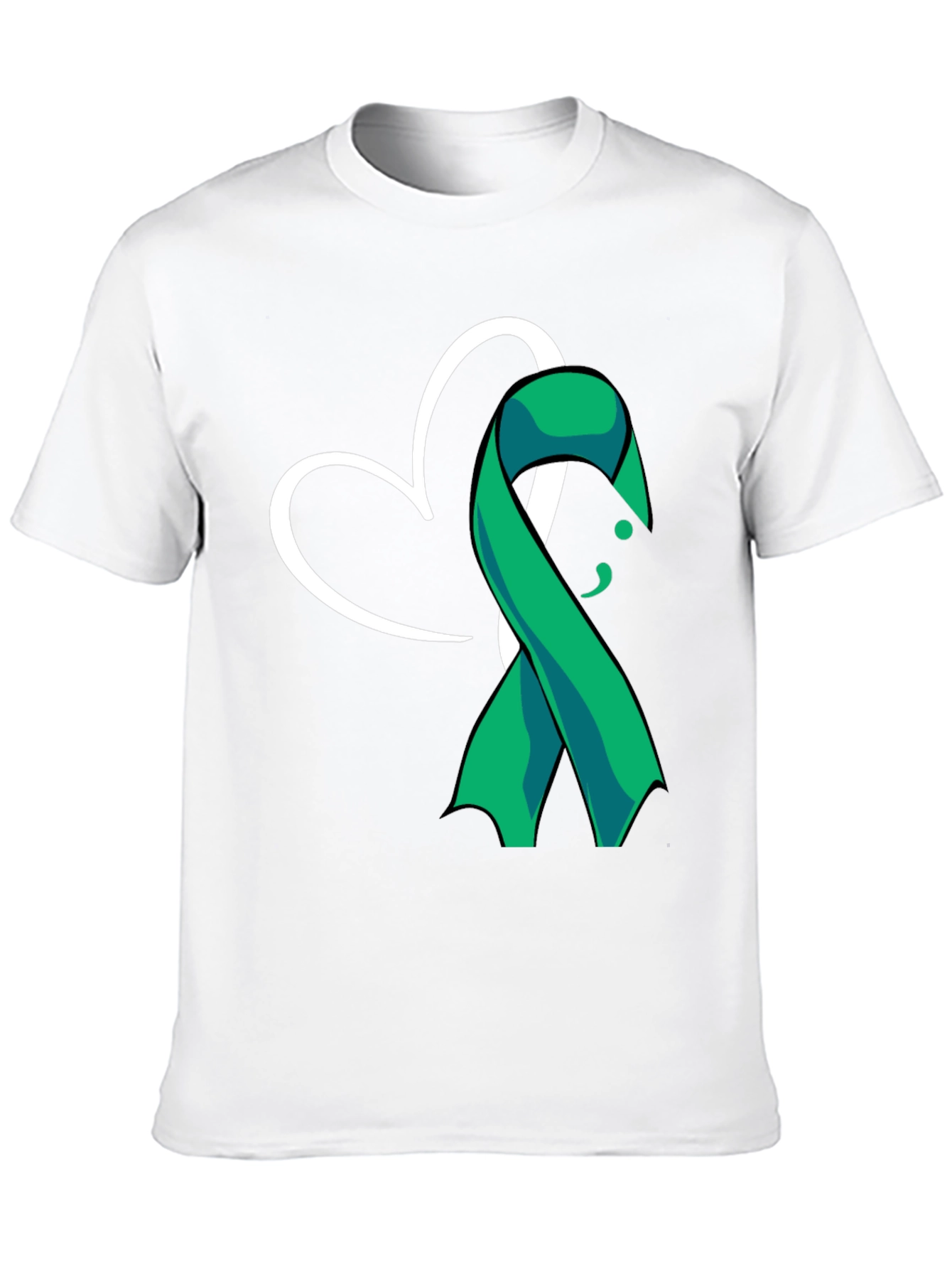 Black Semicolon Heart Ribbon Mental Health T-Shirt view 10