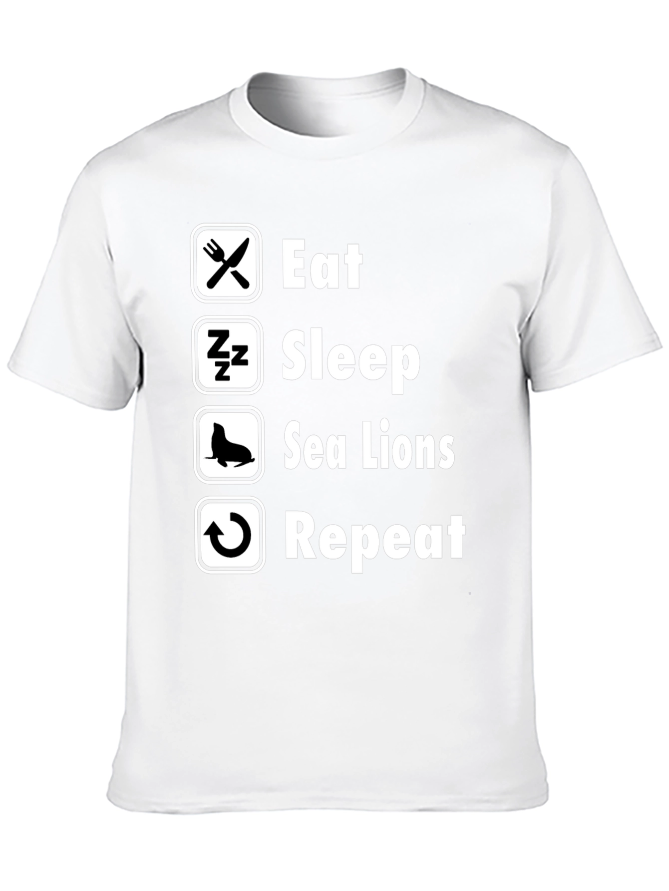 Black Eat Sleep Sea Lions Repeat Black T-Shirt view 10