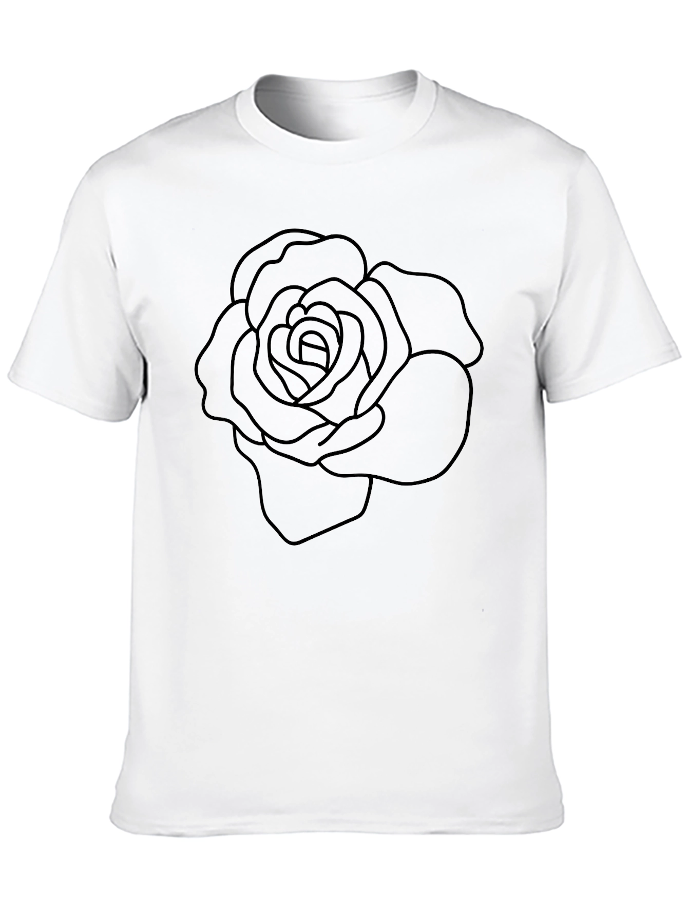 Black Rose Outline Graphic Tee - Men's Casual T-Shirt - 10
