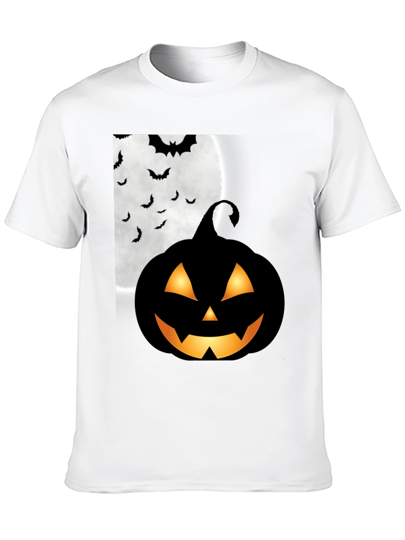 Black Halloween Pumpkin Bat Moon Graphic T-Shirt view 10