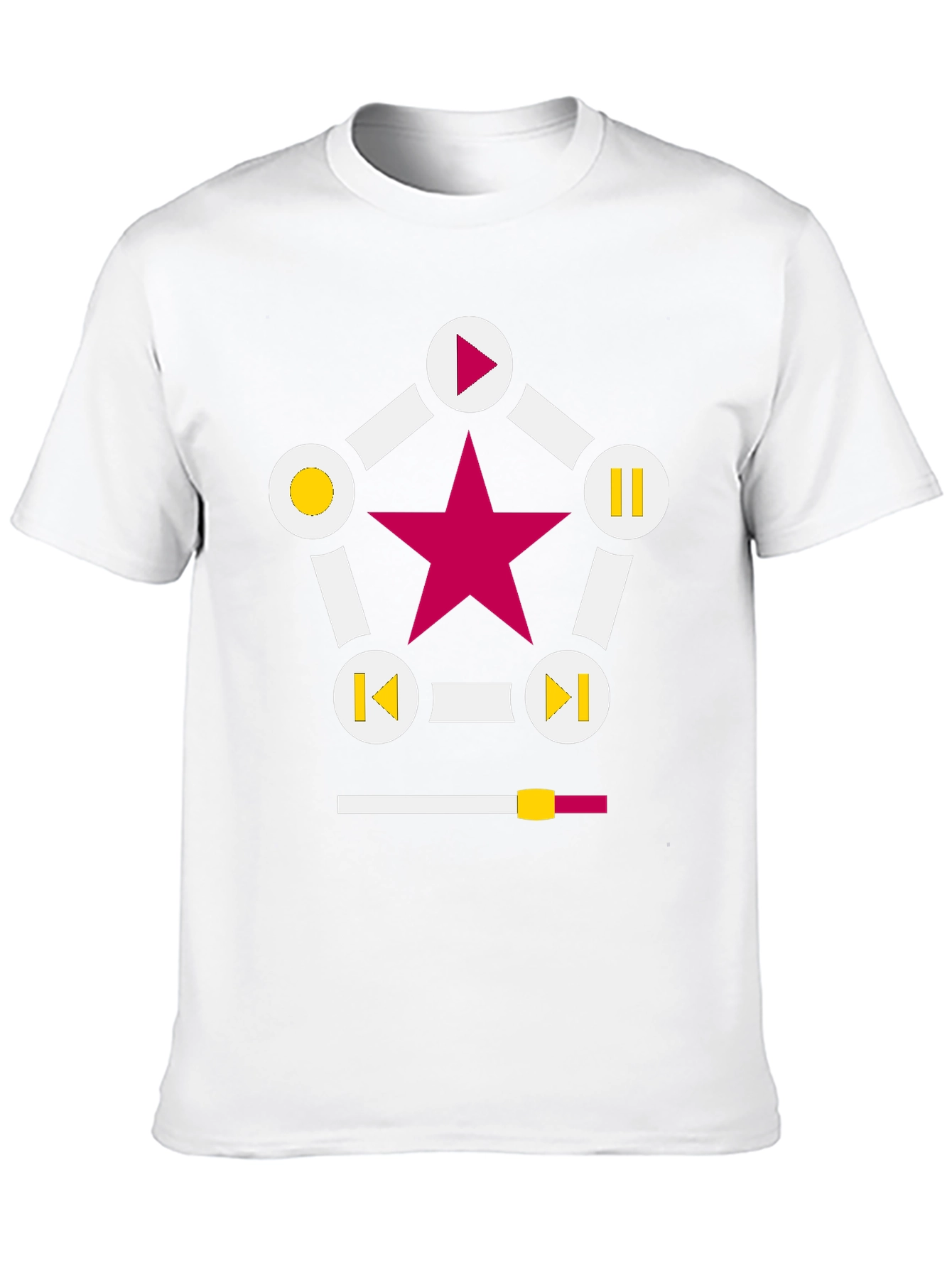 Black Retro Music Star T-Shirt - Black, Play Pause Design view 10