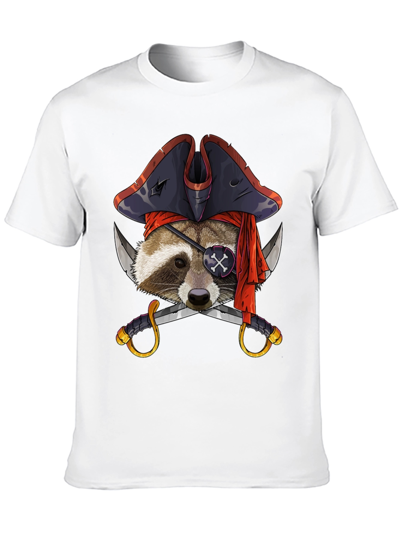 Black Pirate Raccoon Graphic Tee - Mens Black T-Shirt view 10