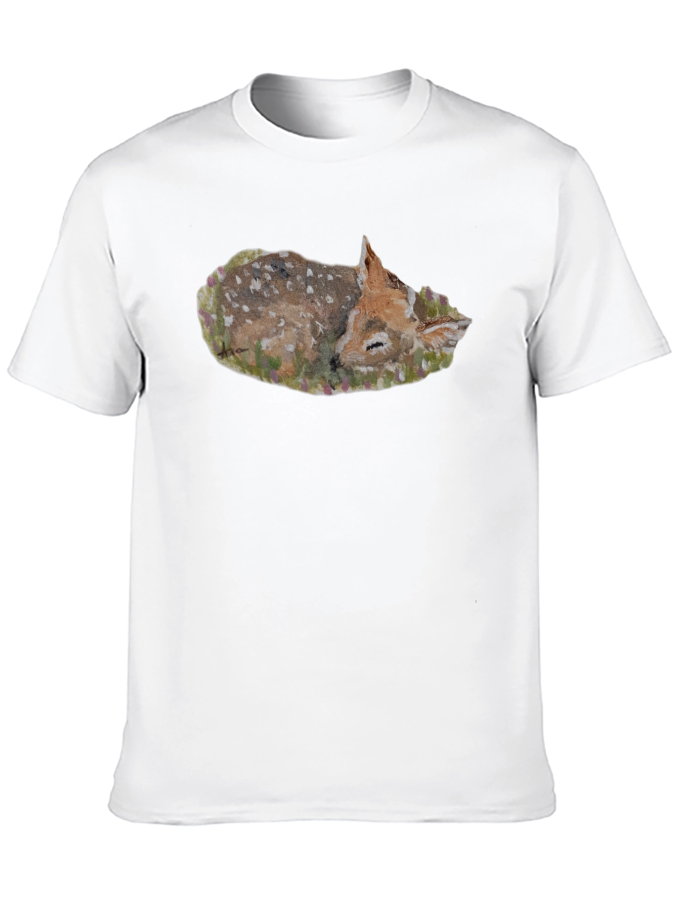 Black Sleeping Fawn Graphic Tee - Unisex Black T-Shirt view 10