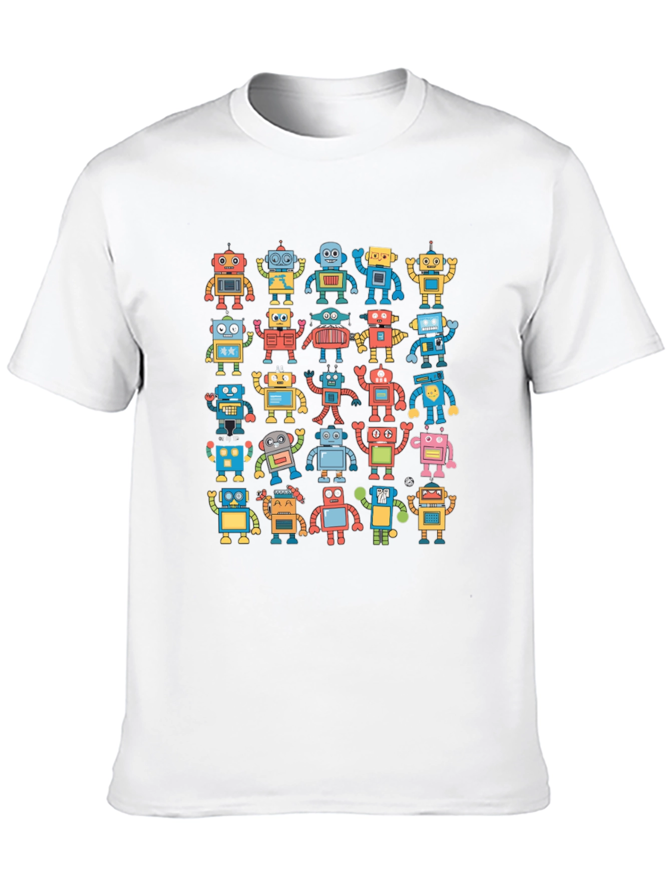 Black Retro Robot Print Black T-Shirt view 10