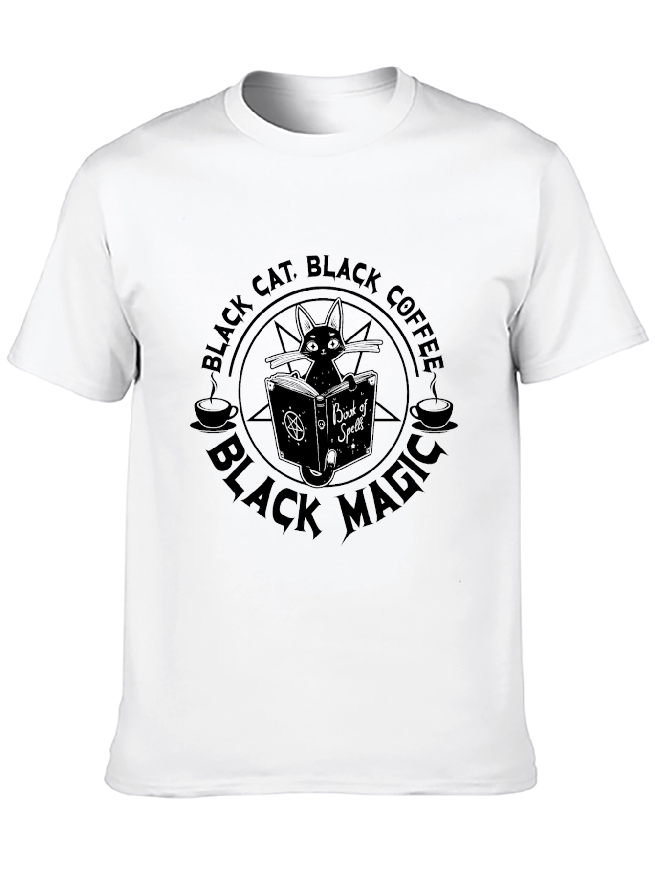 Black Black Cat Coffee Magic T-Shirt - Unisex Graphic Tee view 10