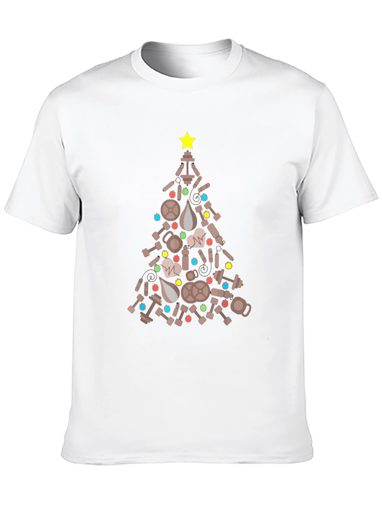 Black Fitness Christmas Tree Graphic Tee - Holiday Workout Shirt view 10