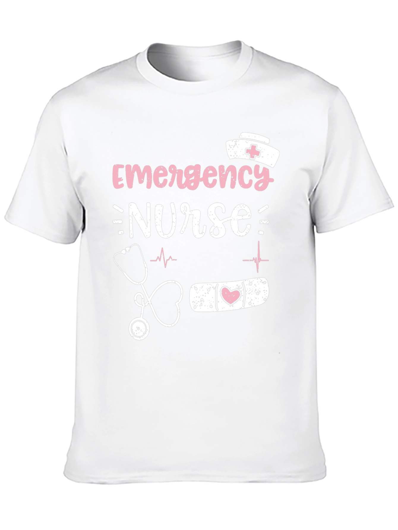 Black Emergency Nurse T-Shirt: Heartbeat, Stethoscope Graphic Tee view 10