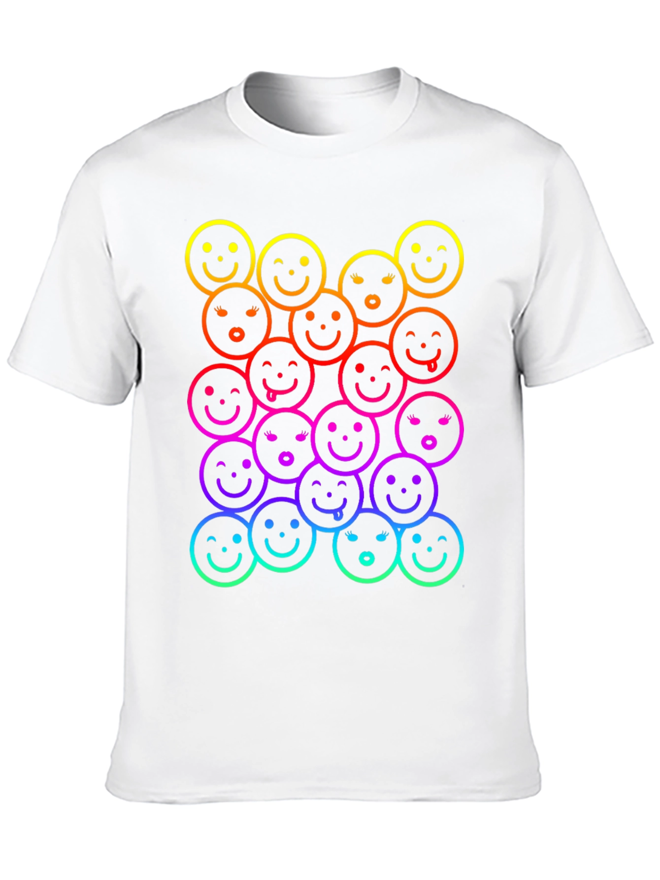Black Rainbow Smiley Face Graphic Print T-Shirt view 10