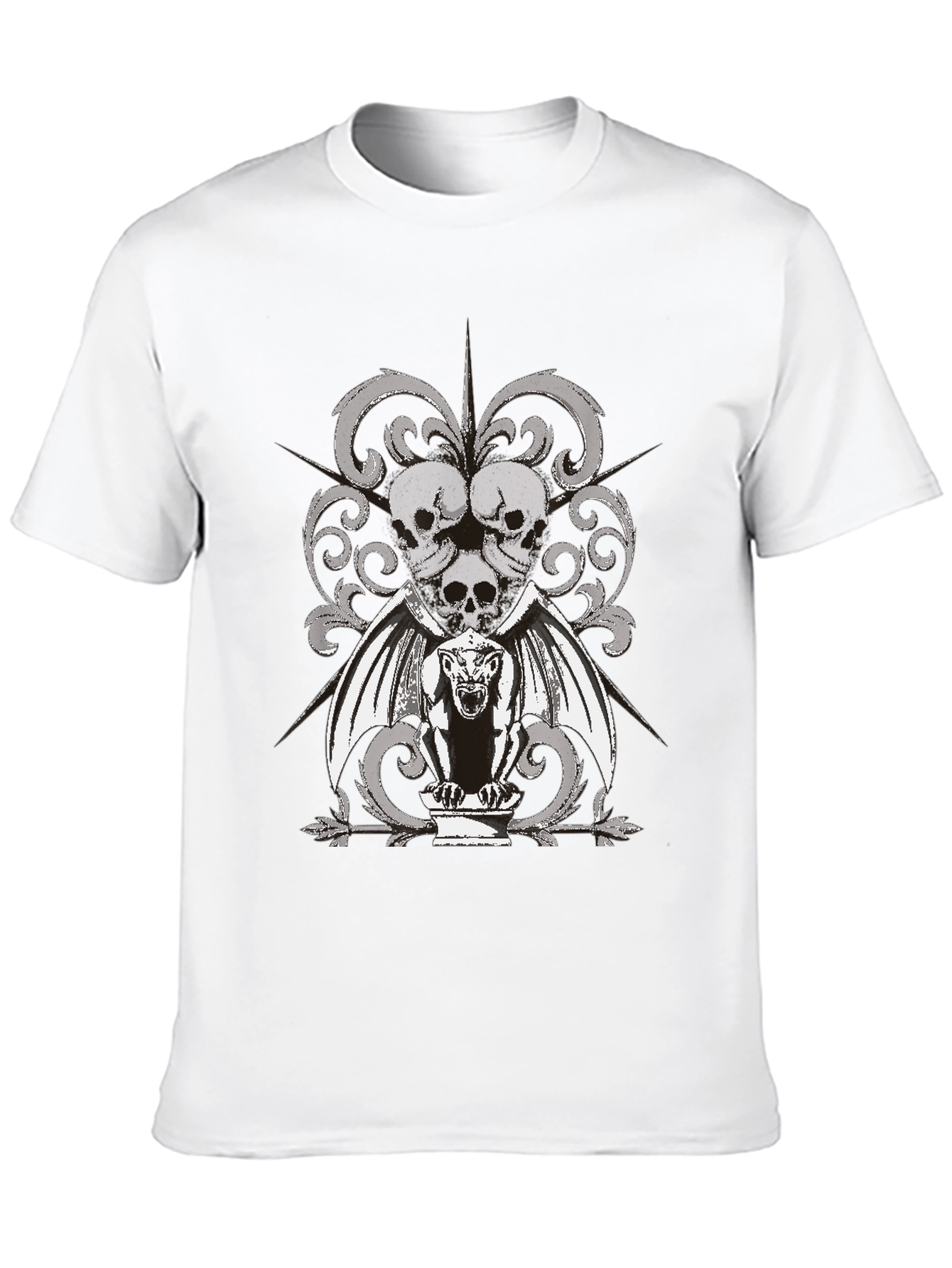 Black Skull & Gargoyle Graphic Black T-Shirt view 10