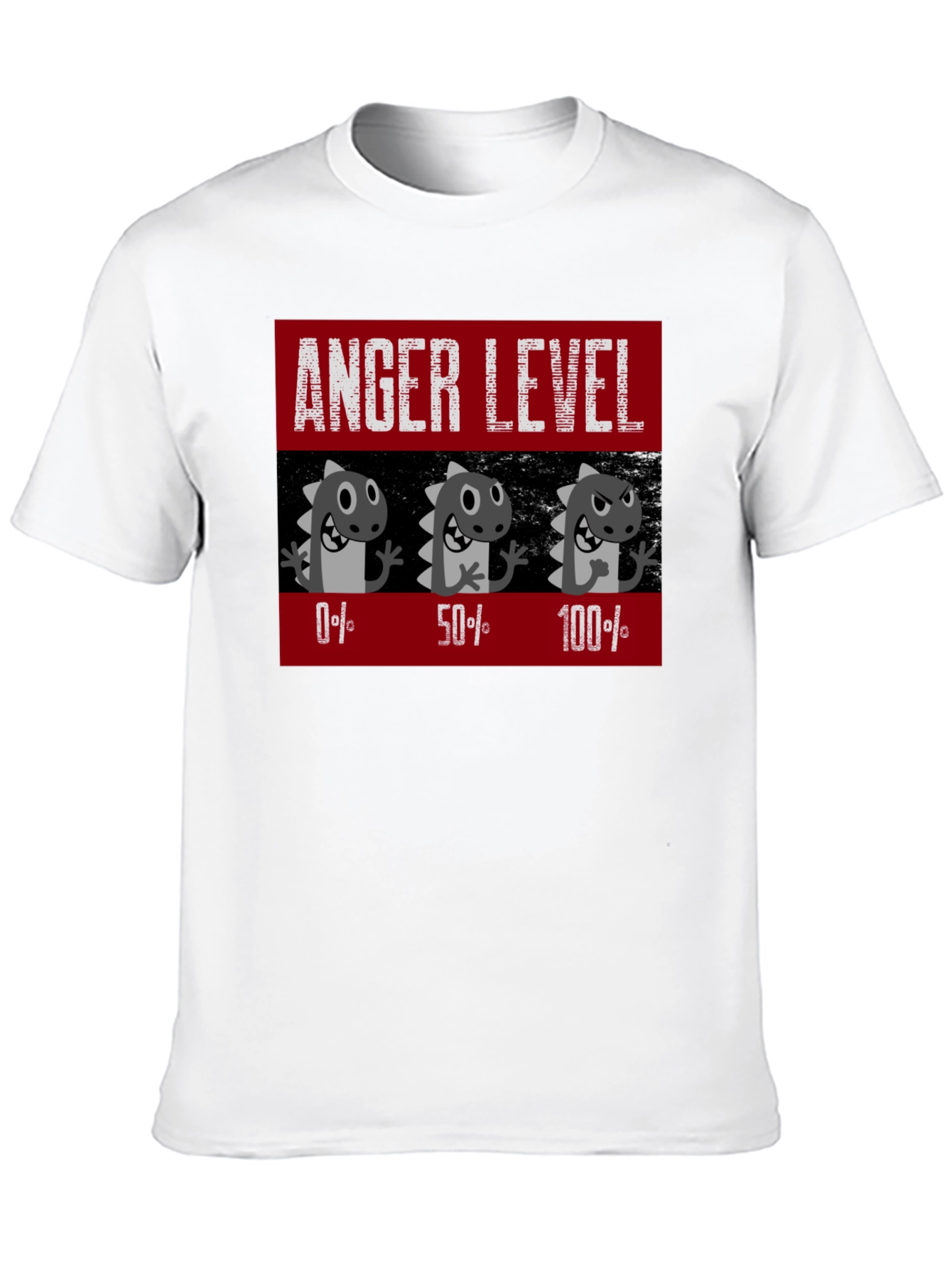 Black Anger Level T-Shirt, Funny Dinosaur Mood Tee view 10