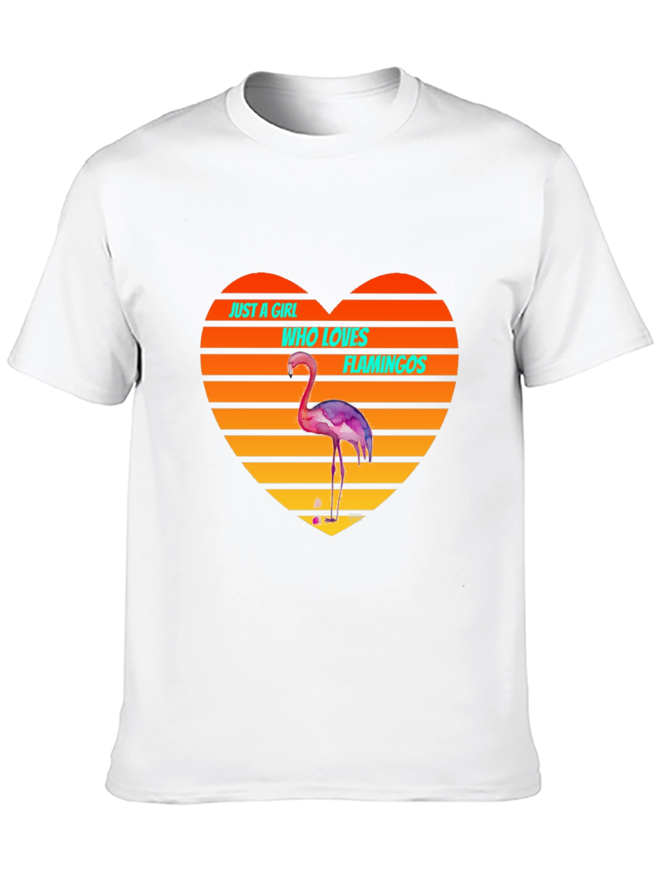Black Flamingo Lover Heart T-Shirt - Just a Girl Who Loves Flamingos Tee view 10