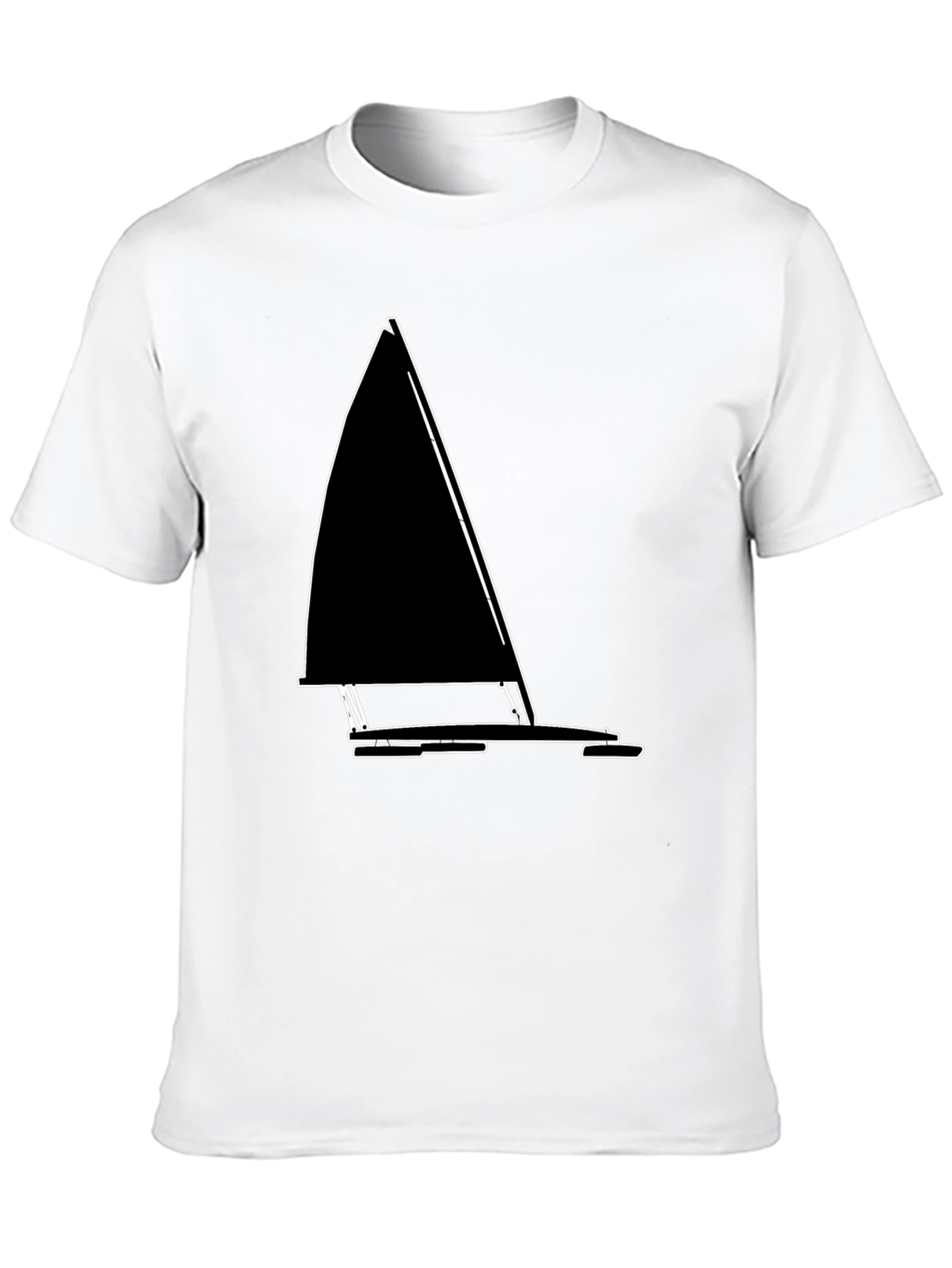 Black Sailboat Outline T-Shirt - Nautical Style view 10