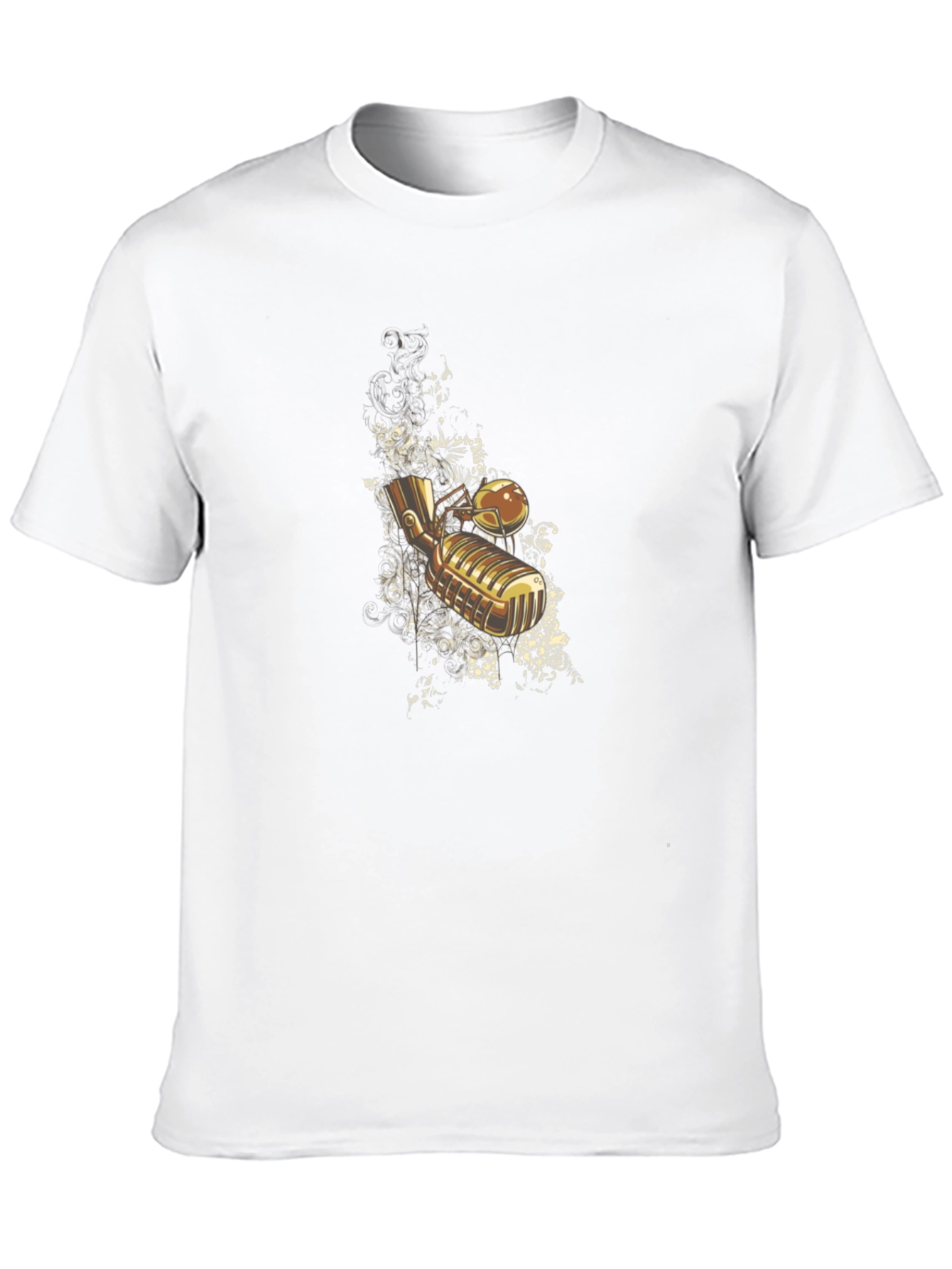 Black Vintage Microphone Graphic Tee - Black Cotton Blend view 10