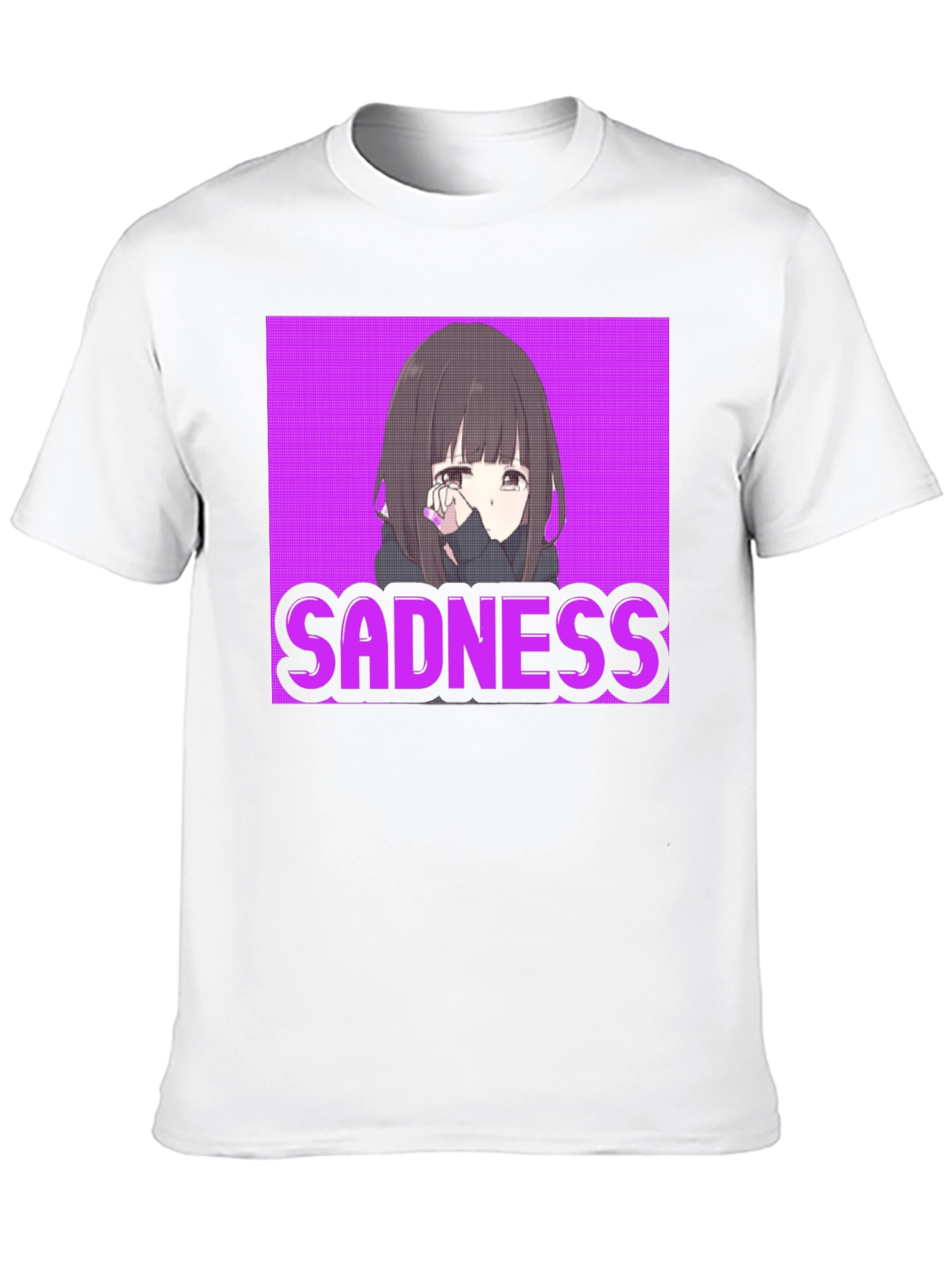 Black Sadness Anime Girl T-Shirt - Streetwear Graphic Tee view 10