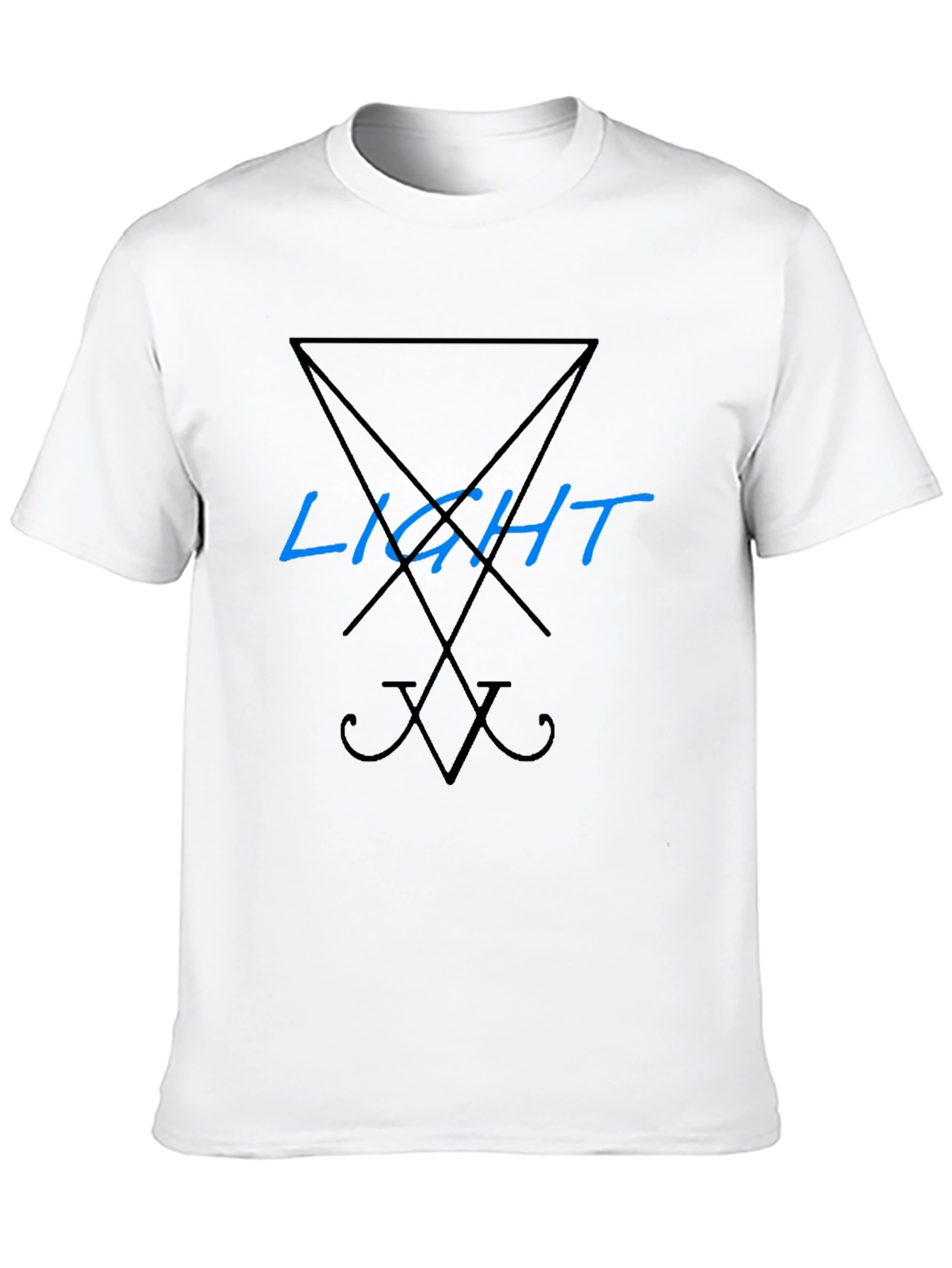 Black Men's Black T-Shirt with 'Light' Lucifer Symbol Design view 10