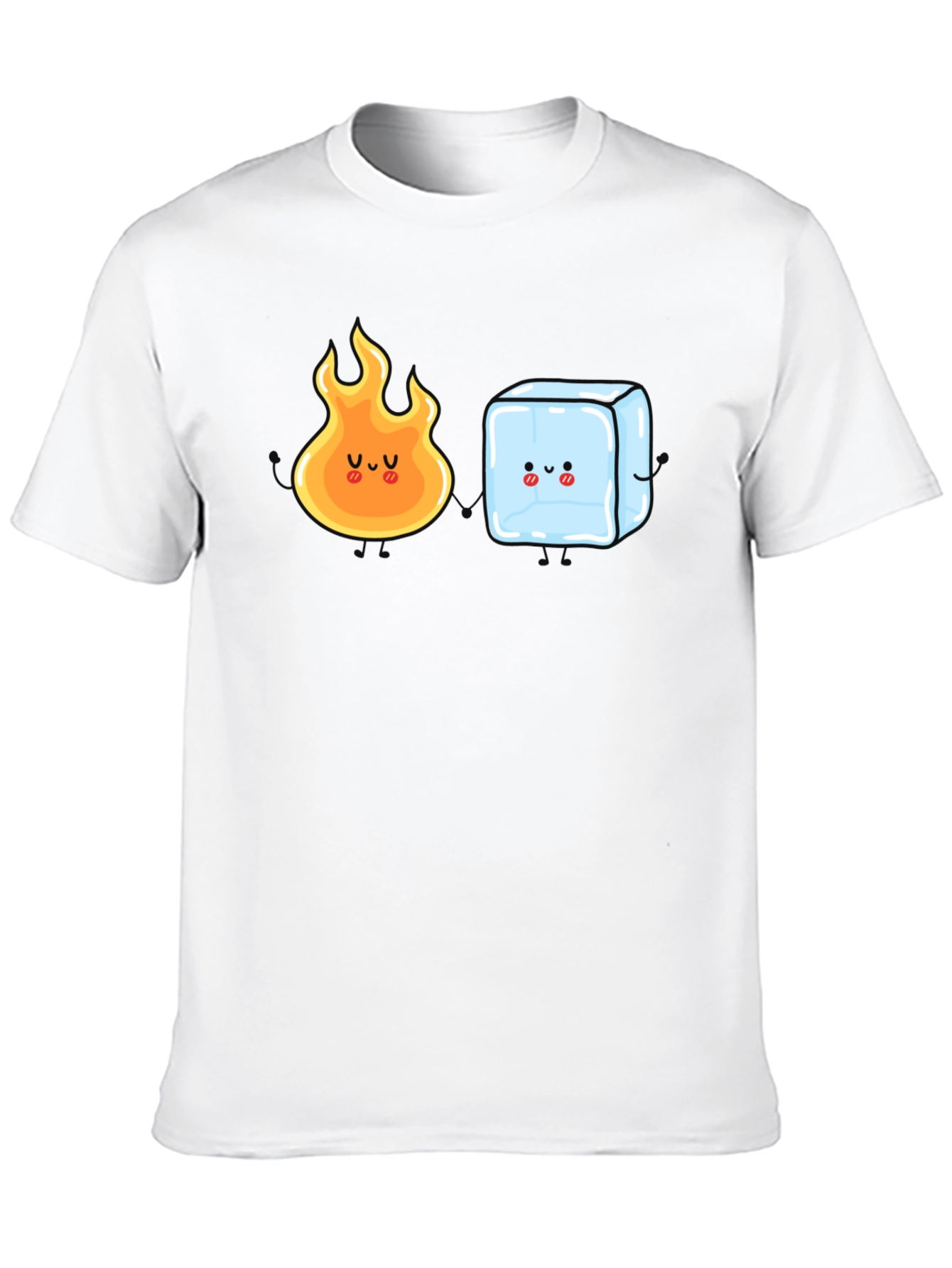 Black Cute Fire and Ice Cube Graphic T-Shirt view 10