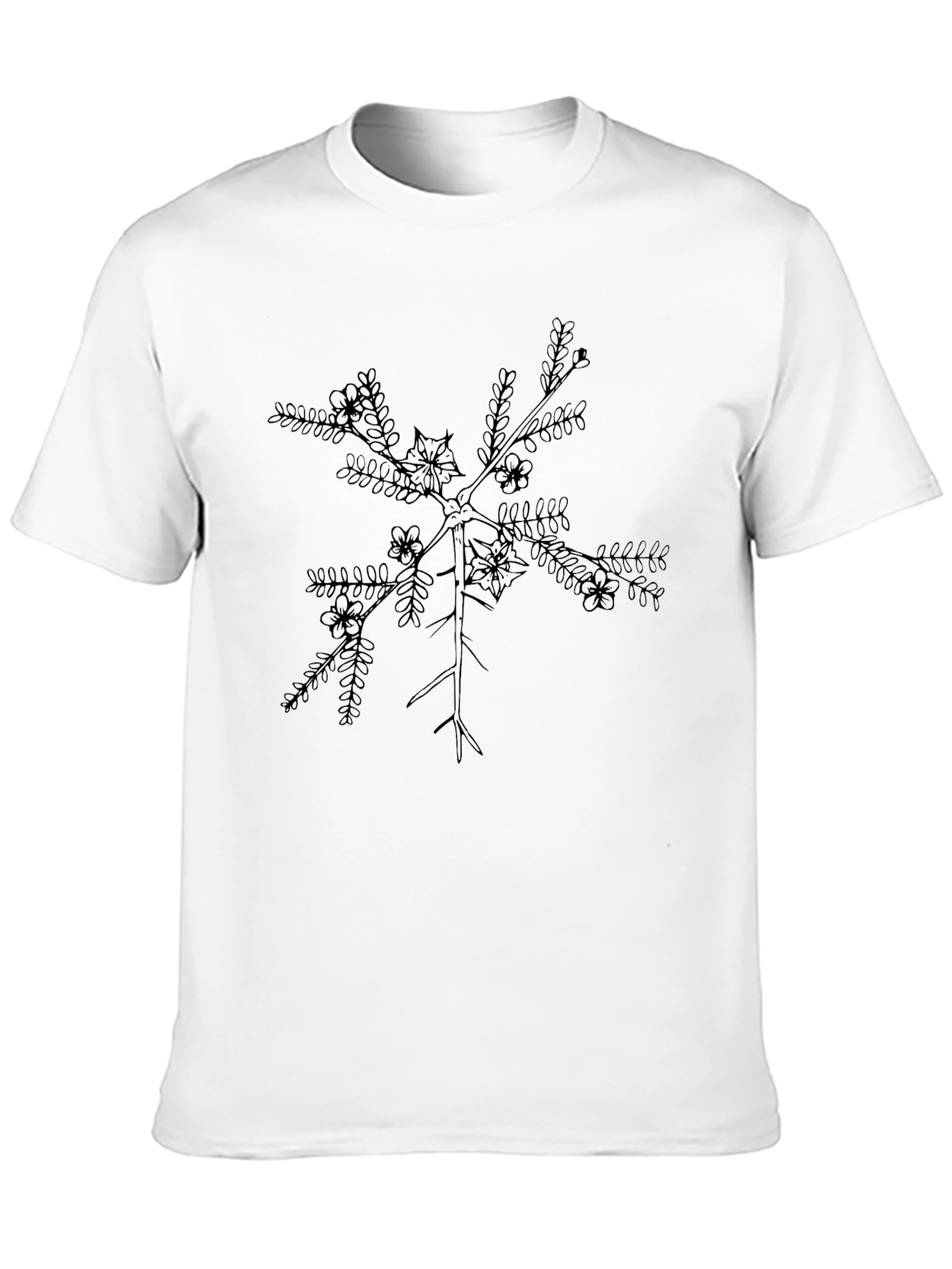 Black Botanical Branch Graphic Tee - Black Casual Comfort view 10
