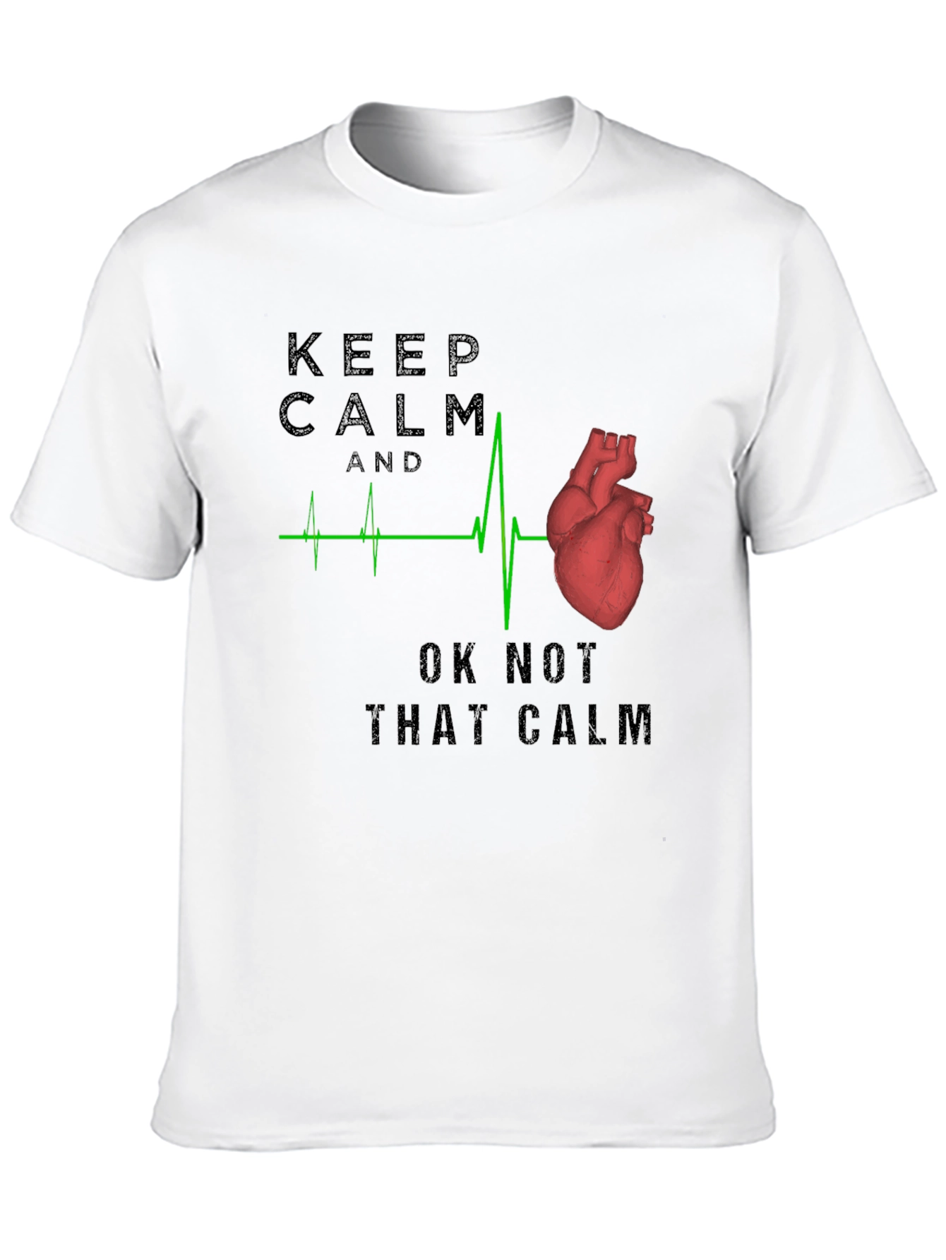 Black Keep Calm Anatomical Heartbeat T-Shirt view 10